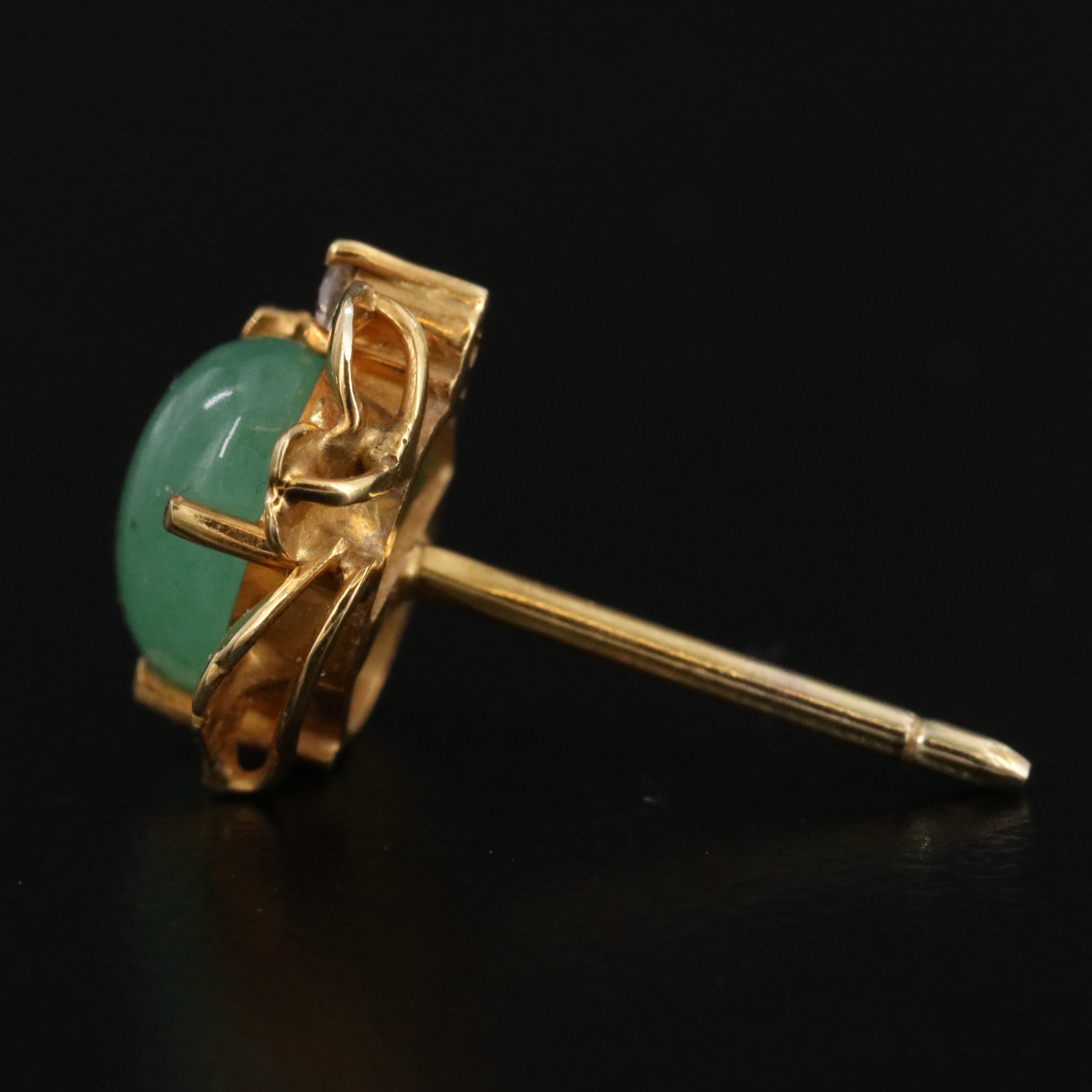 14K Aventurine and Diamond Earrings