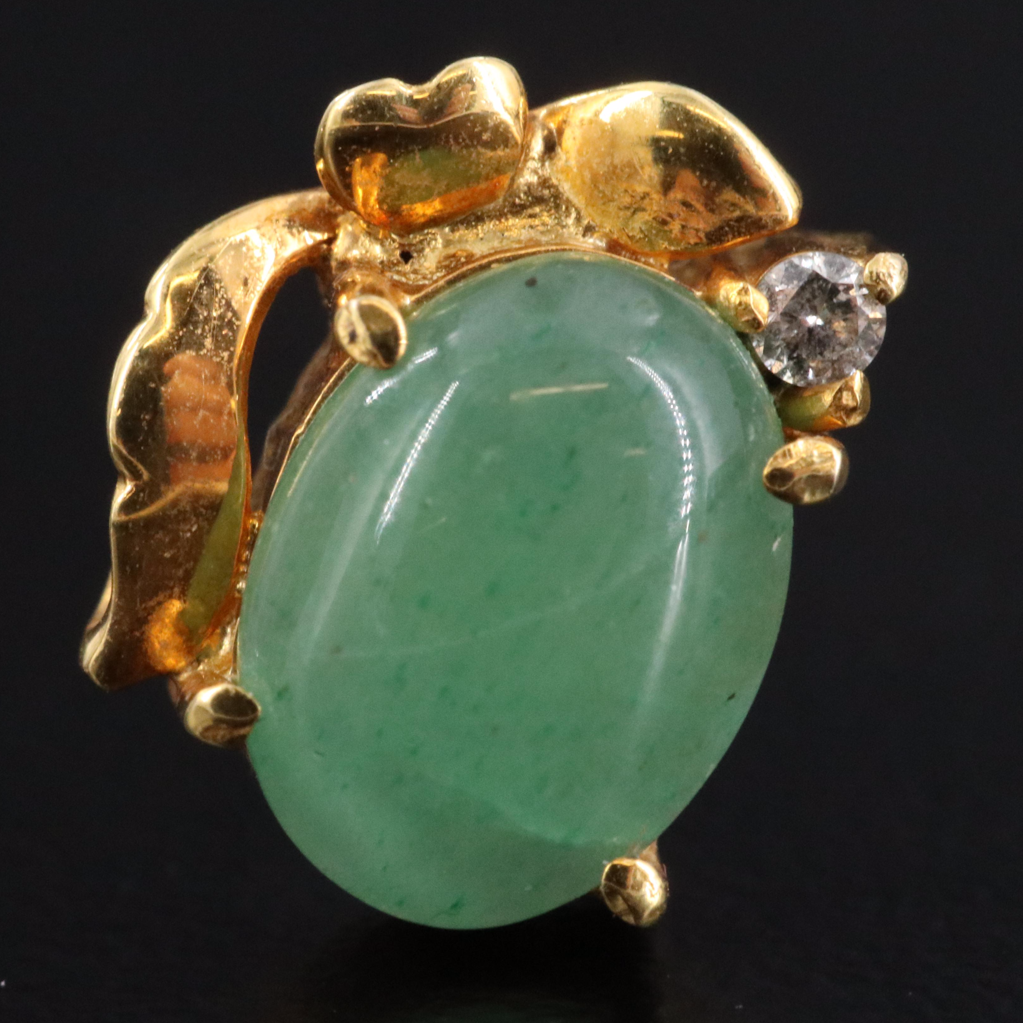 14K Aventurine and Diamond Earrings