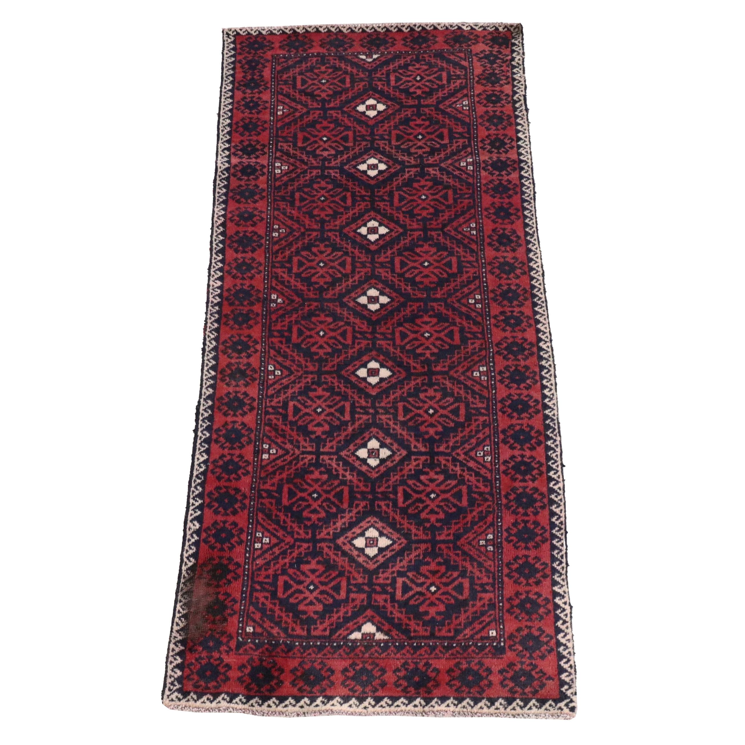 3'6 x 9' Hand-Knotted Afghan Baluch Carpet Runner Long Rug