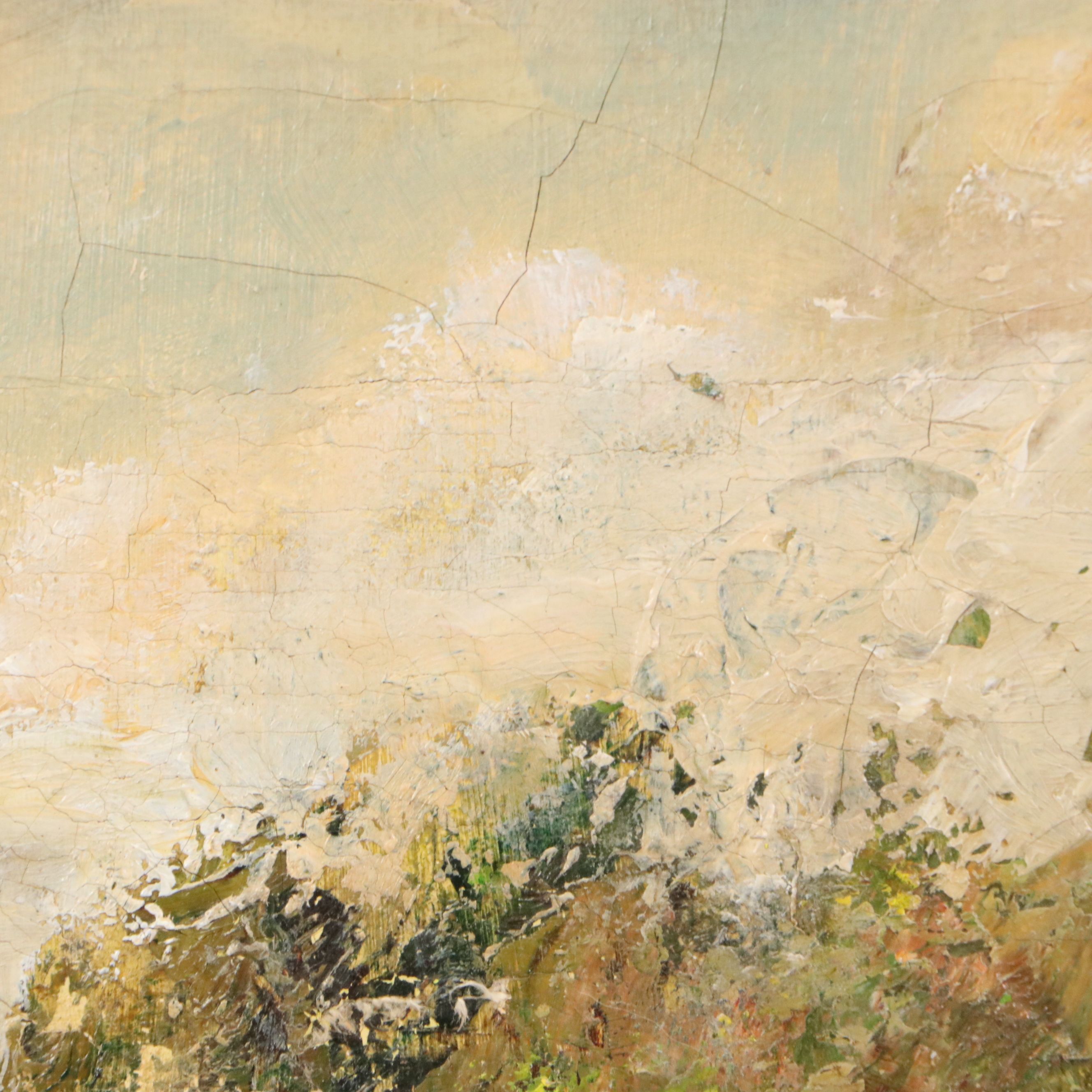 Landscape Oil Painting of Waterfall, 19th - Early 20th Century