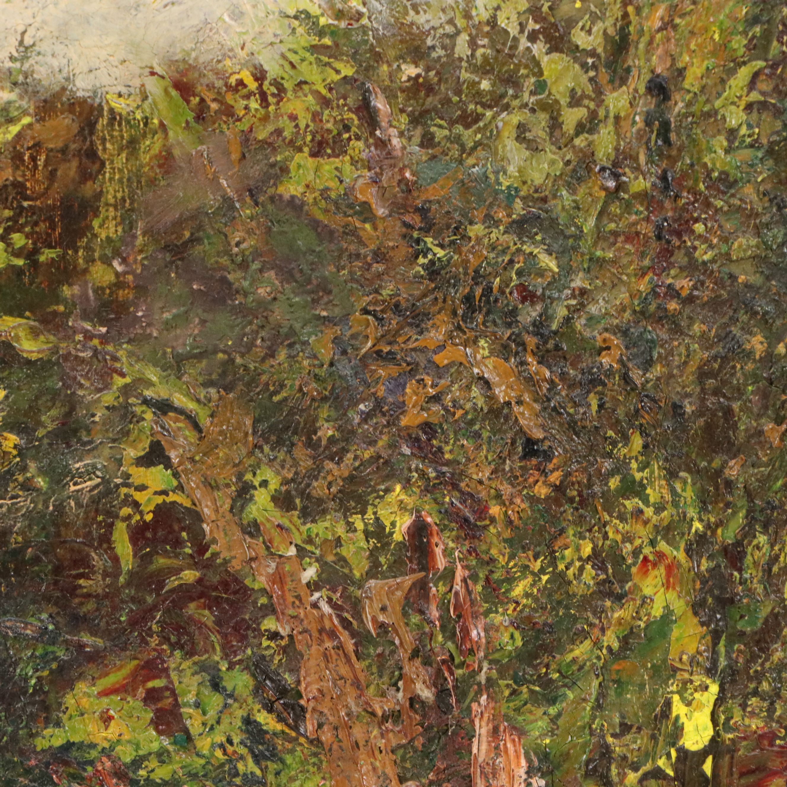 Landscape Oil Painting of Waterfall, 19th - Early 20th Century