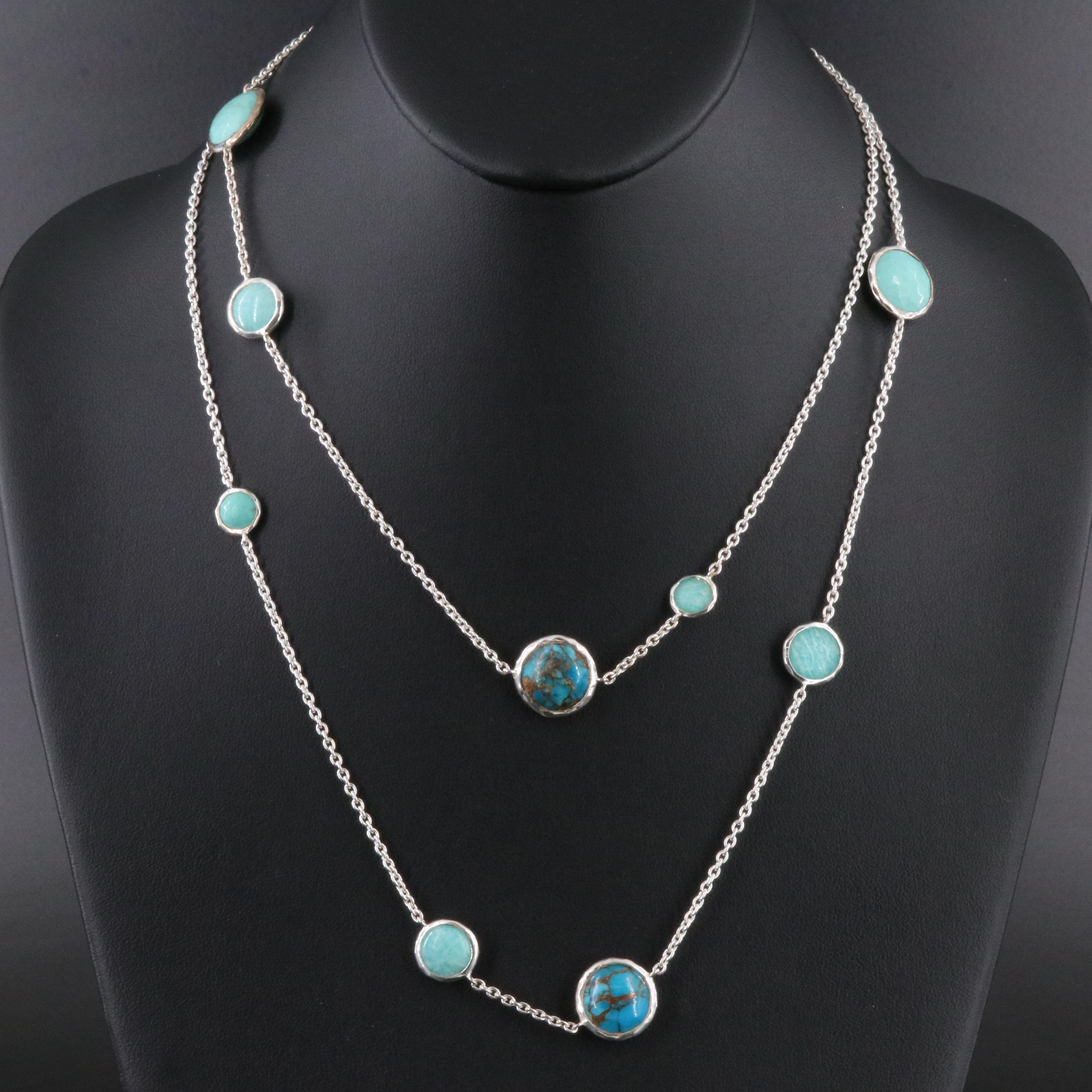 Ippolita Rock Candy Sterling Amazonite and Turquoise Station Necklace