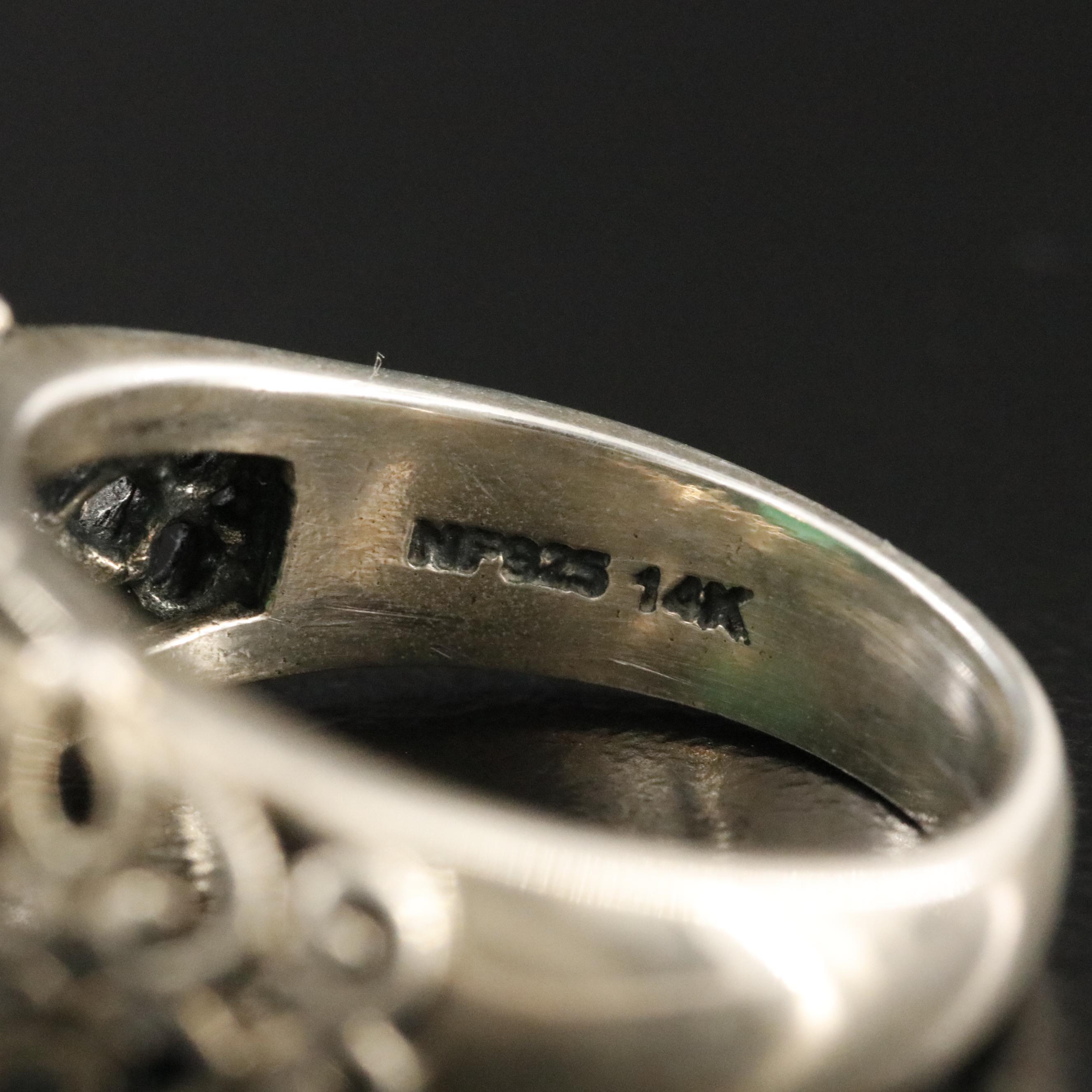 Sterling Chalcedony Ornate Ring with 14K Accents