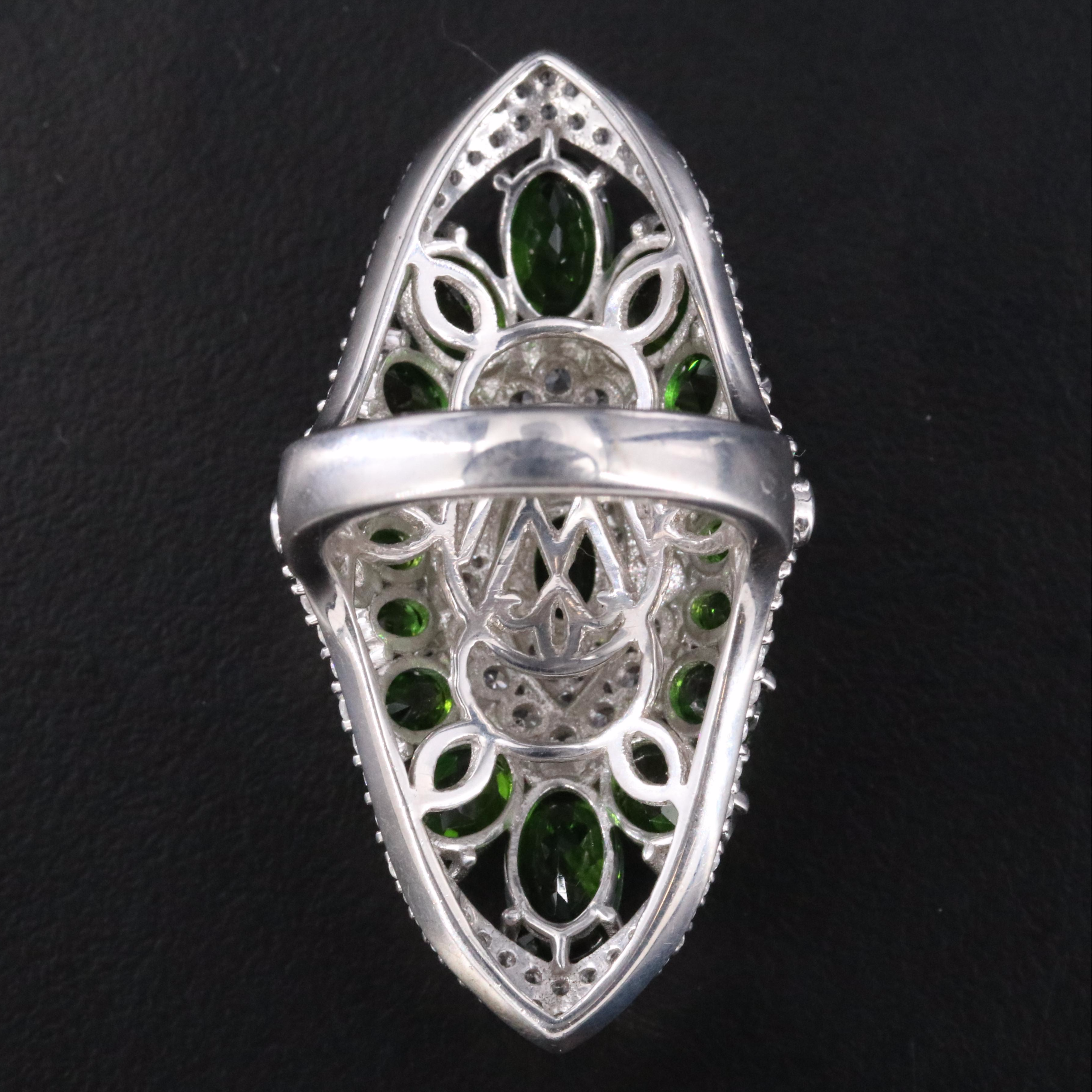 Sterling Diopside and White Topaz Pointer Ring