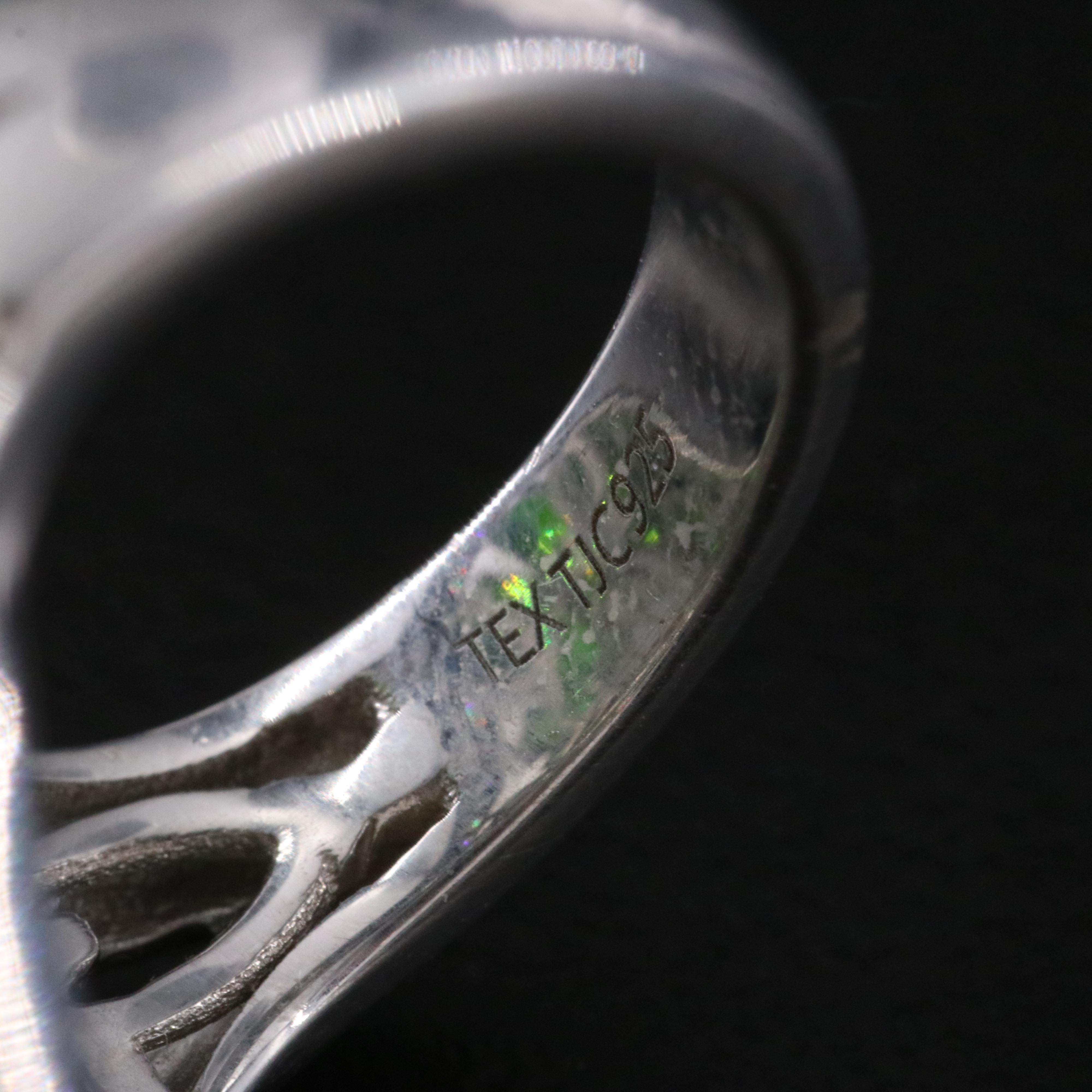 Sterling Diopside and White Topaz Pointer Ring