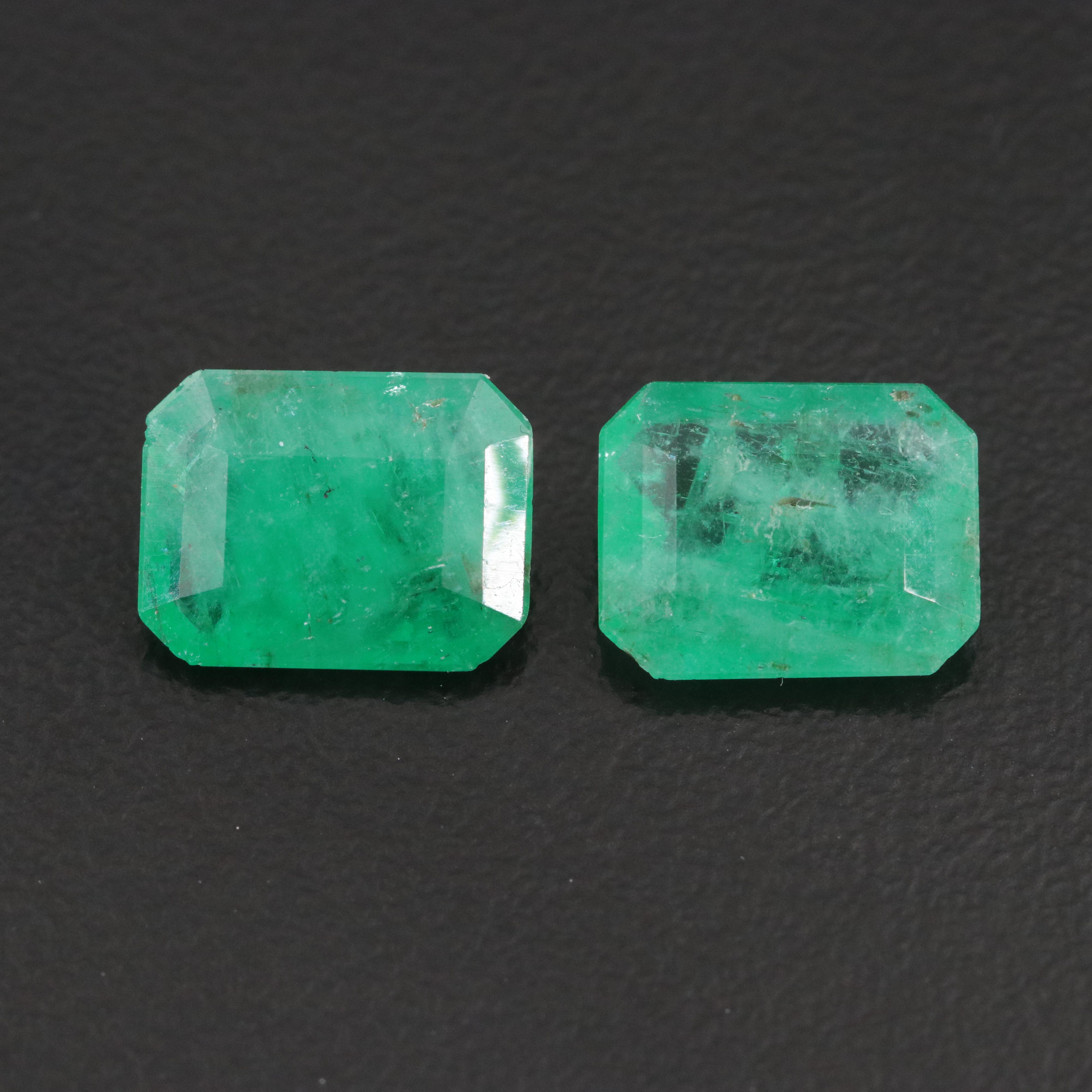 Loose 3.83 CTW Emerald Matched Pair