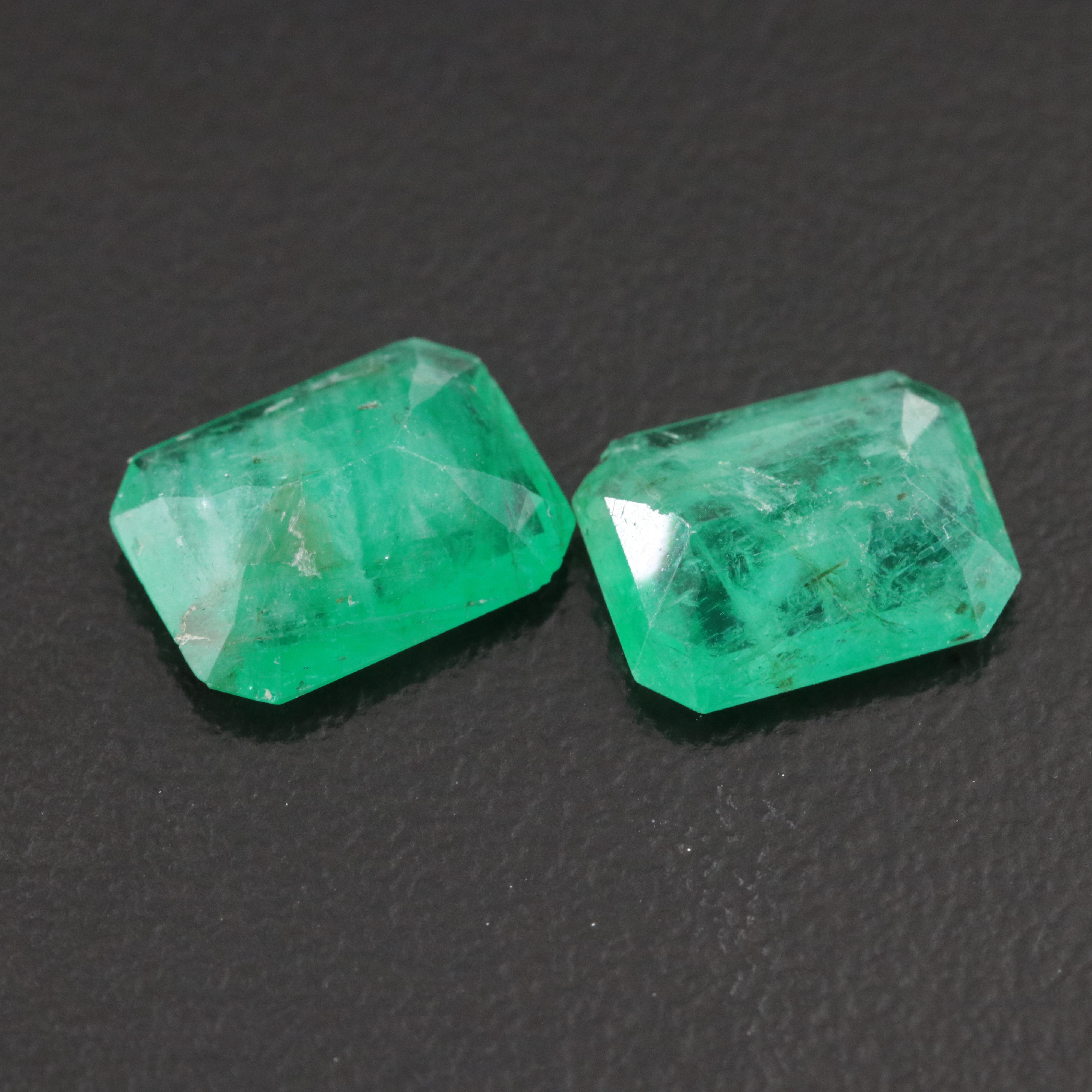 Loose 3.83 CTW Emerald Matched Pair