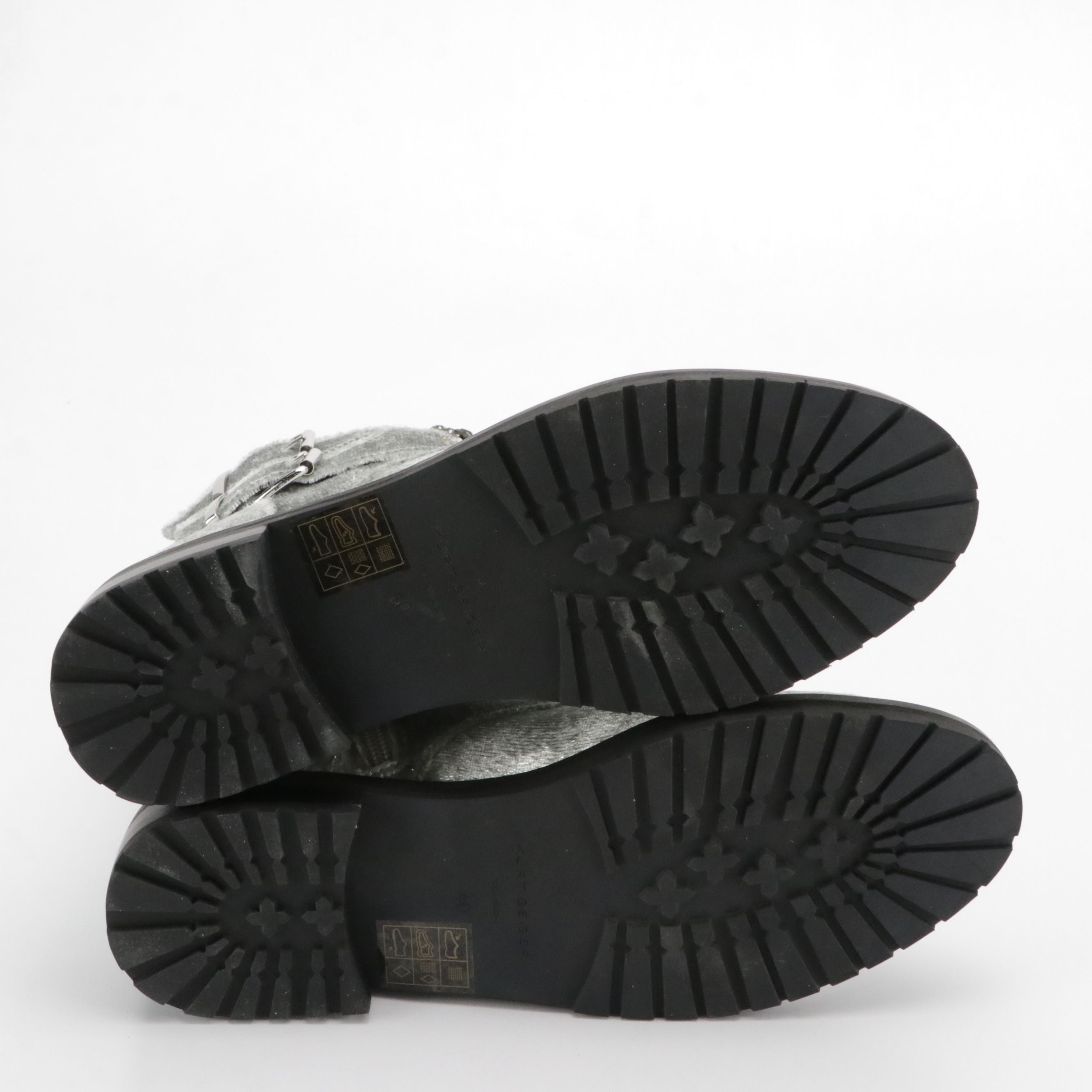 Kurt Geiger Sutton Eye Embellished Combat Boot in Silver