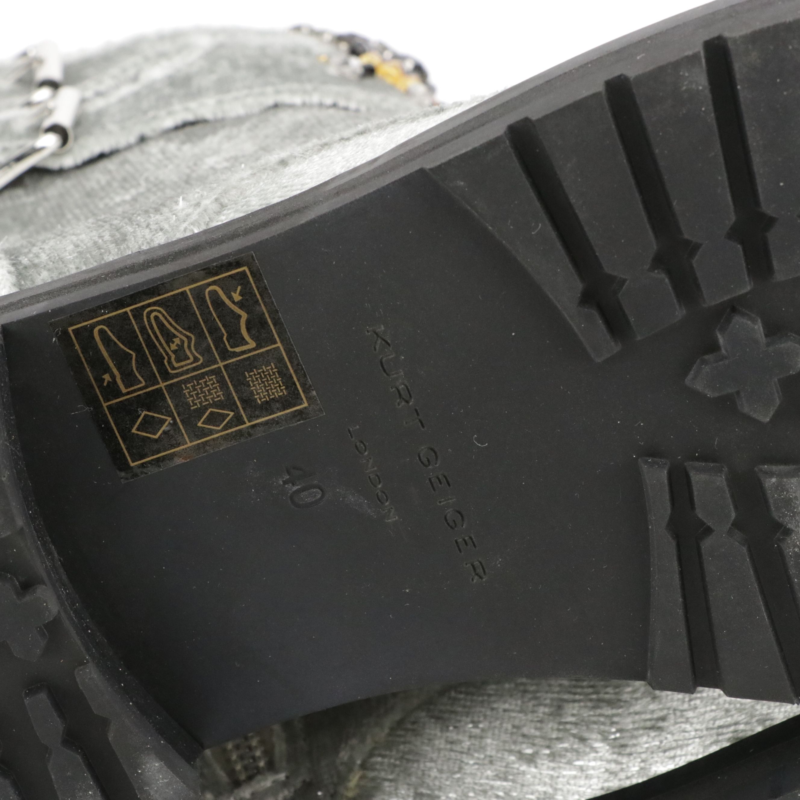 Kurt Geiger Sutton Eye Embellished Combat Boot in Silver