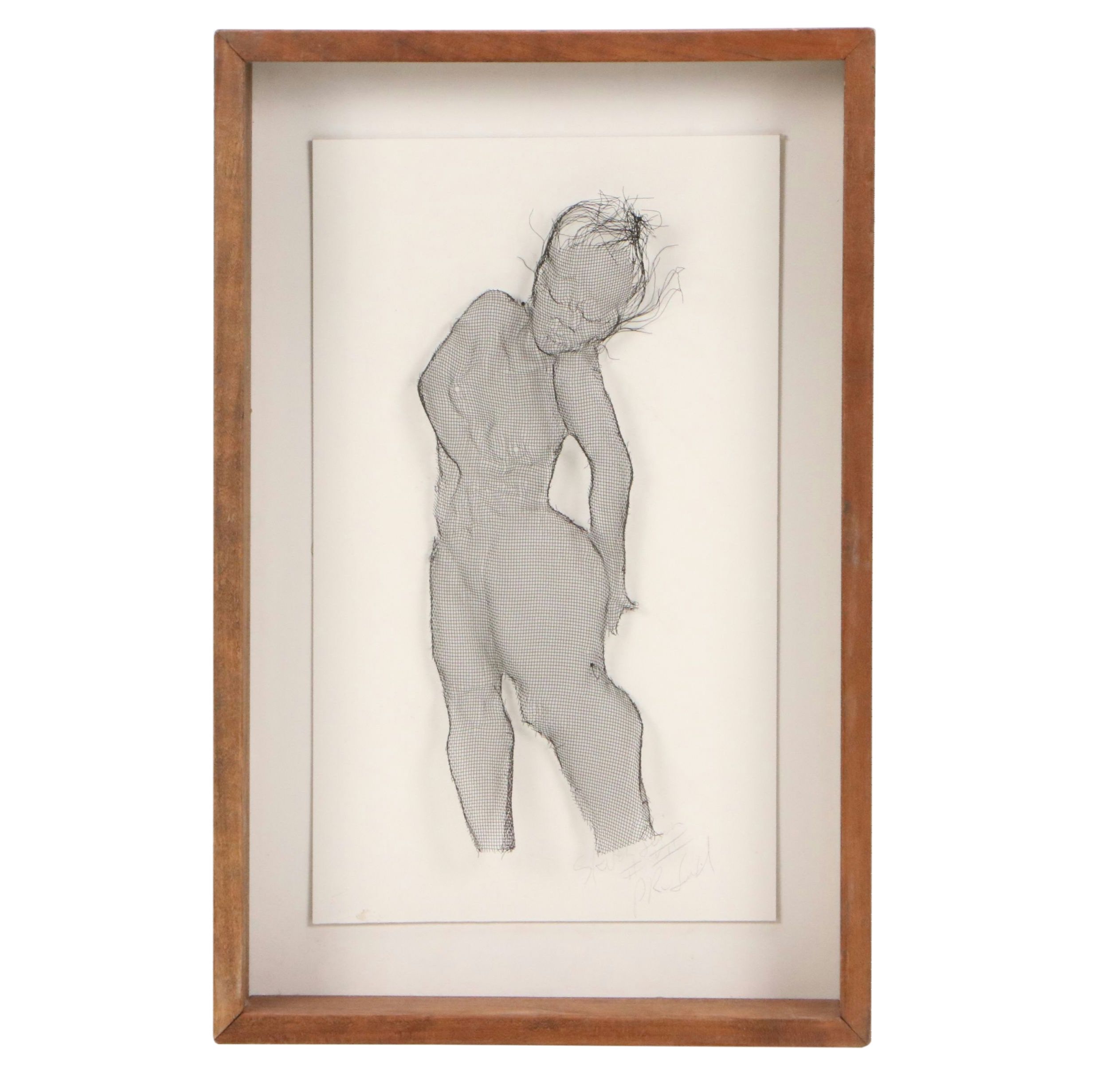 Peter Robinson-Smith Wire Mesh Bas-Relief Sculpture of Female Nude, 2005