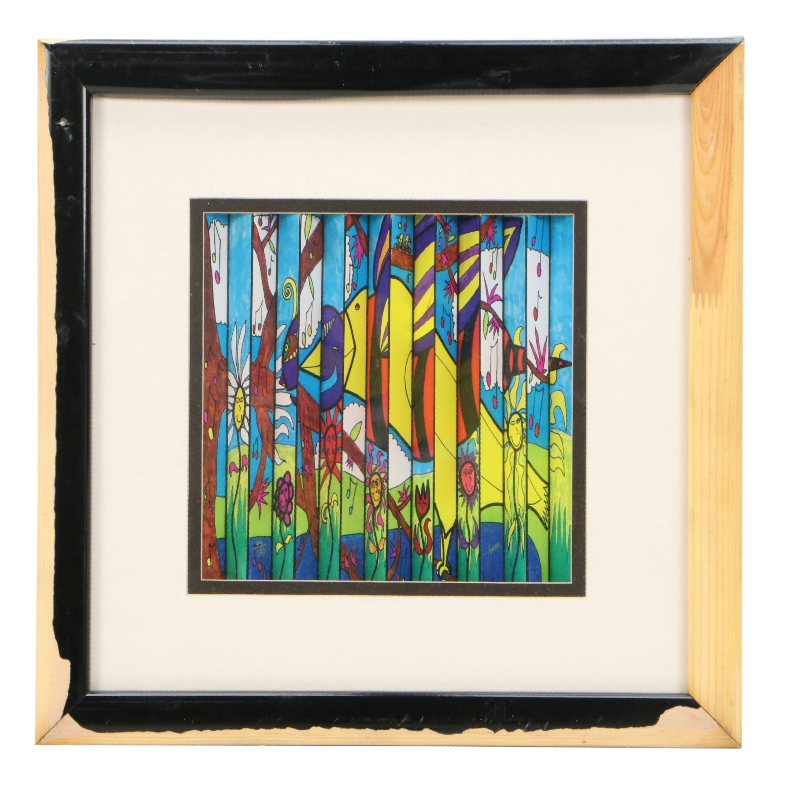 Accordion-Folded Digital Print of Naïve Style Nature Scenes, 21st Century