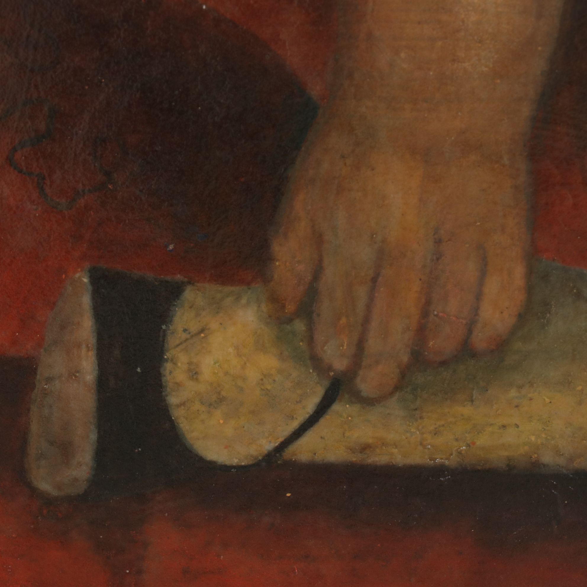 European School Style Portrait of Adolescent Child in a Red Dress, 19th Century