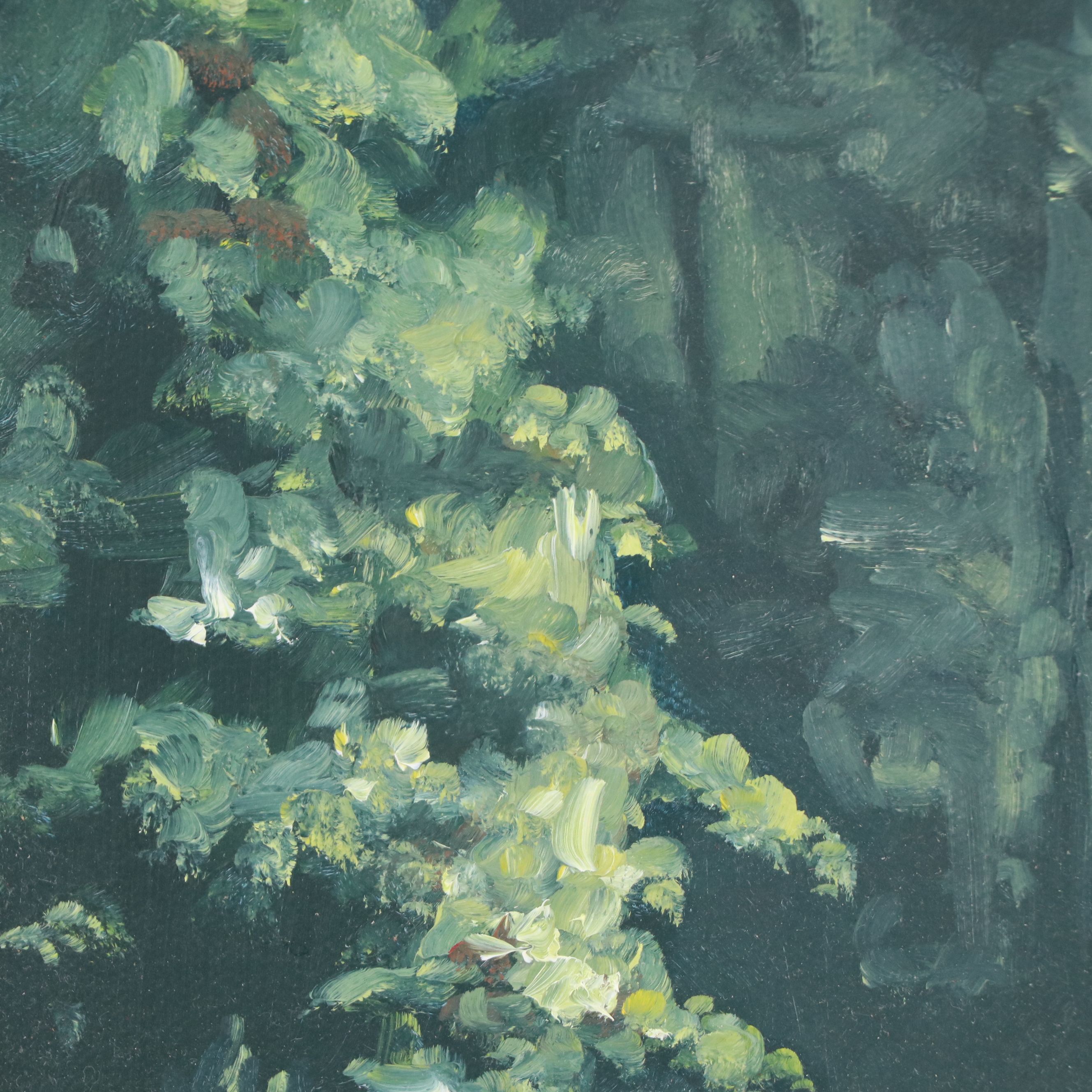 Oil Painting of Forest Stream, 21st Century