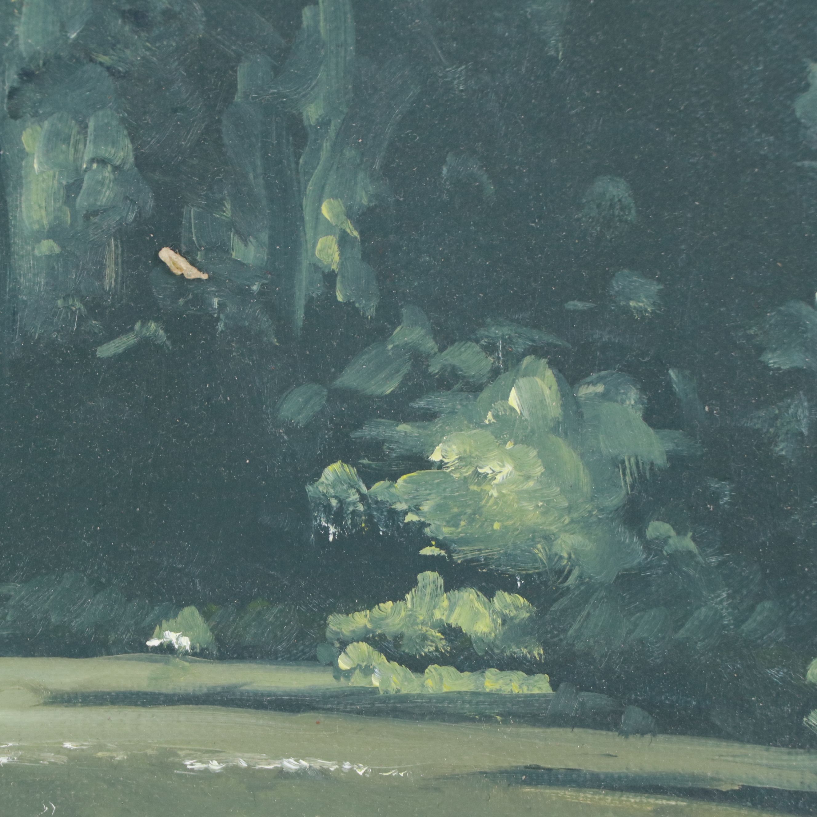 Oil Painting of Forest Stream, 21st Century
