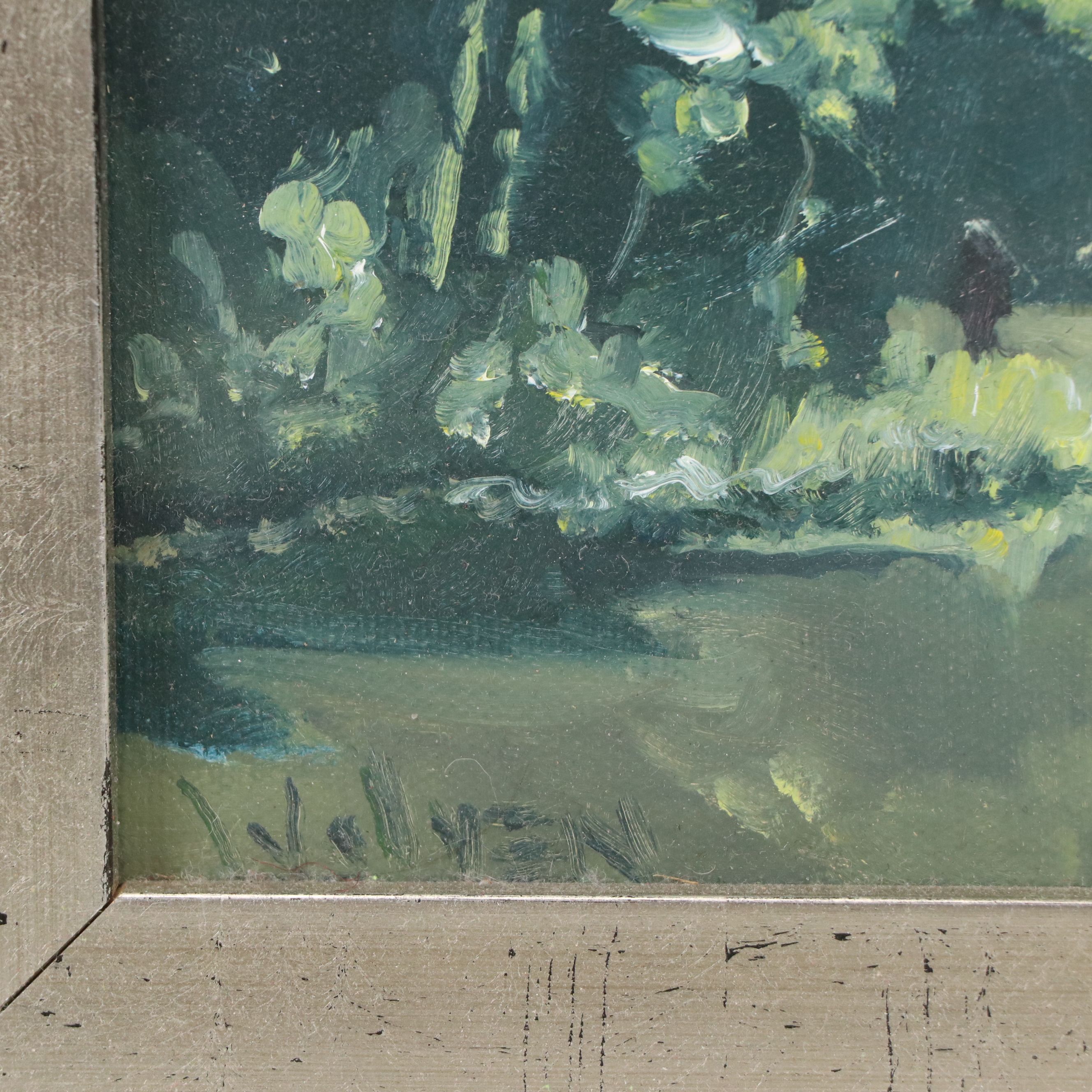 Oil Painting of Forest Stream, 21st Century