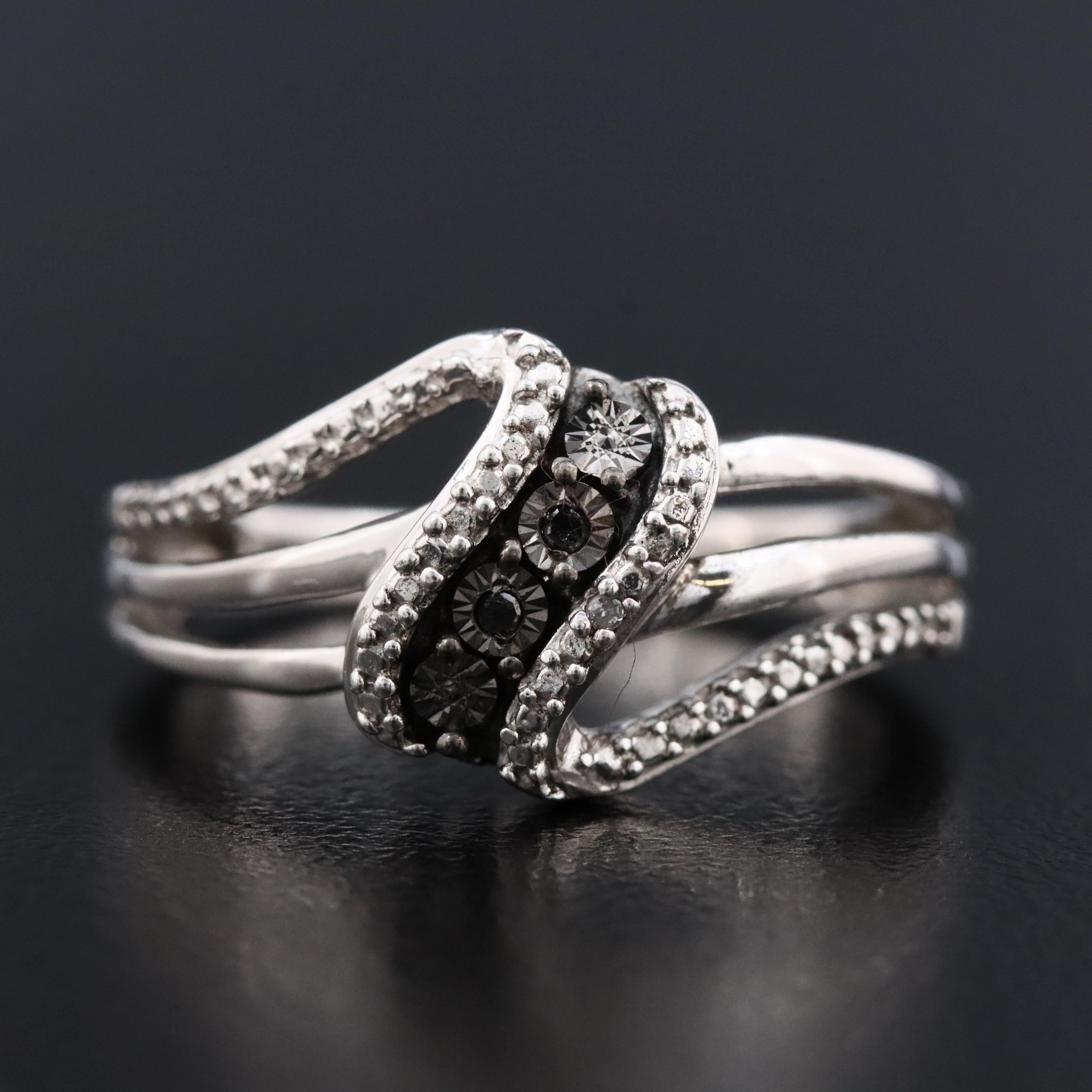 Sterling Fancy Black Diamond Ring