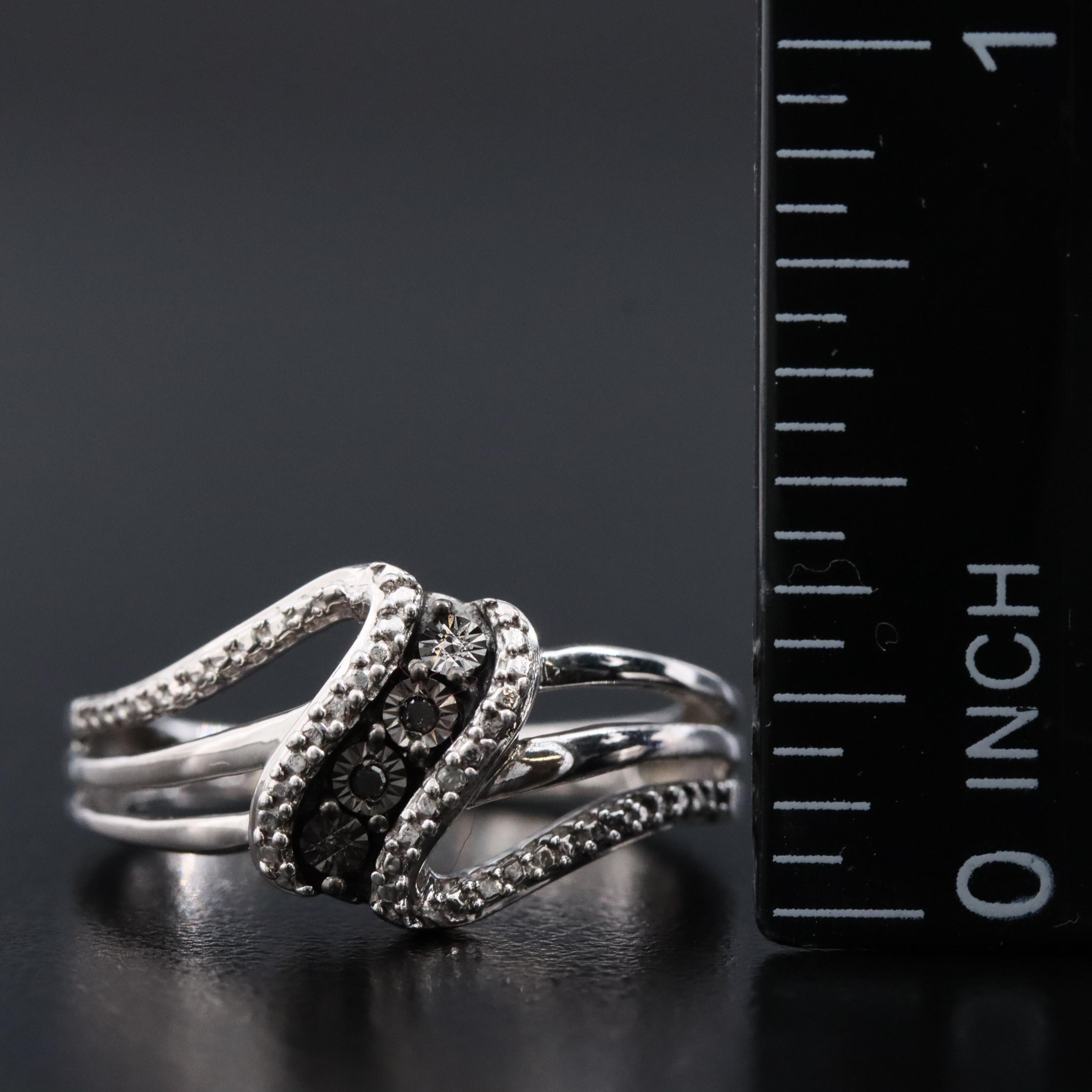 Sterling Fancy Black Diamond Ring