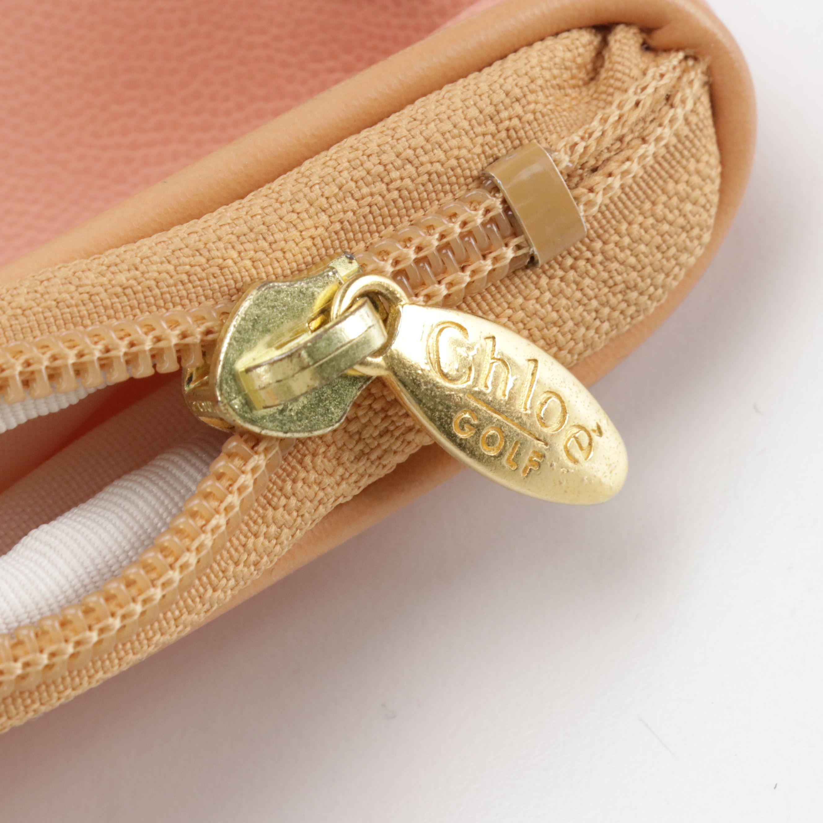 Chloé Two-Way Golf Club Holder in Salmon and Tan Leather