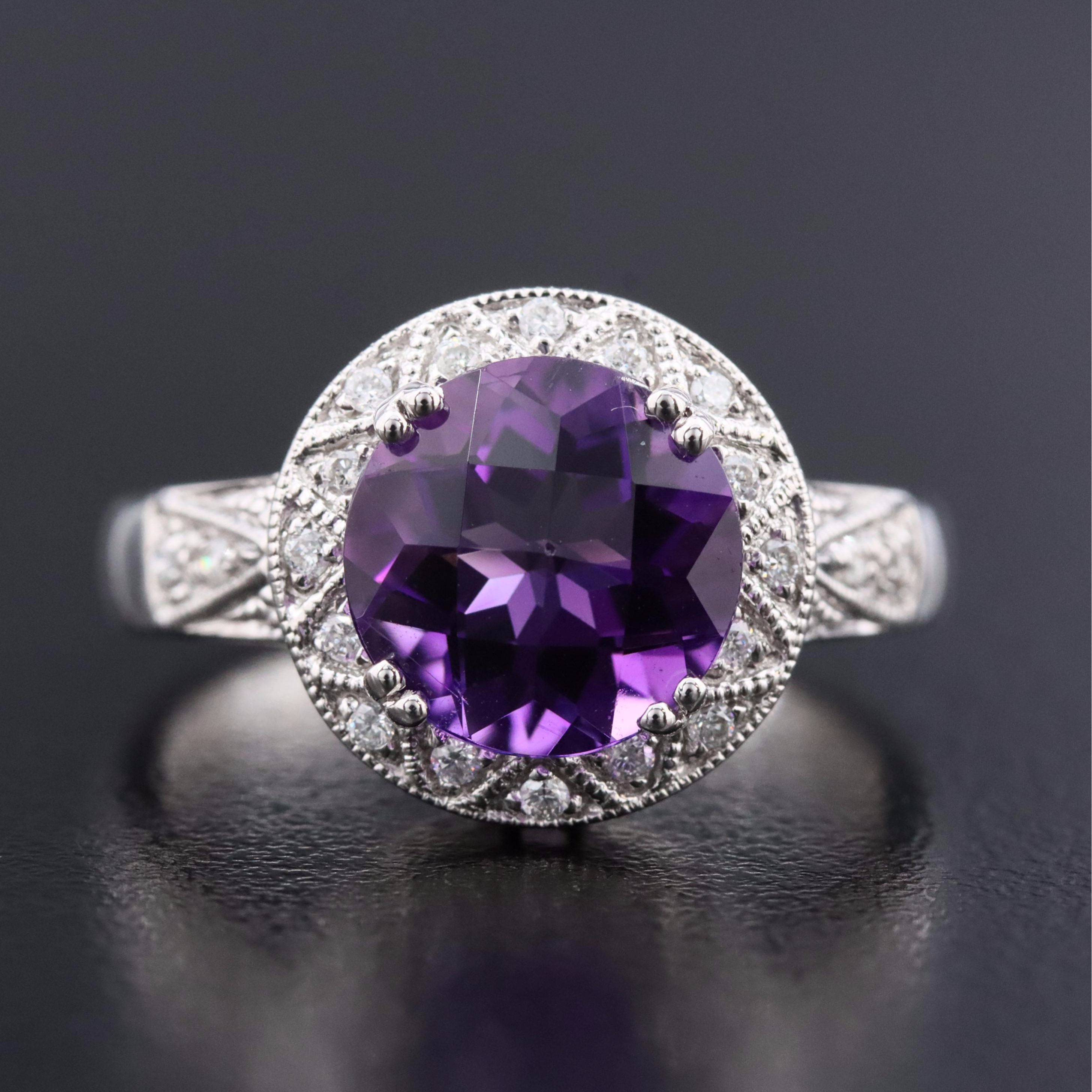 14K Amethyst and Diamond Ring