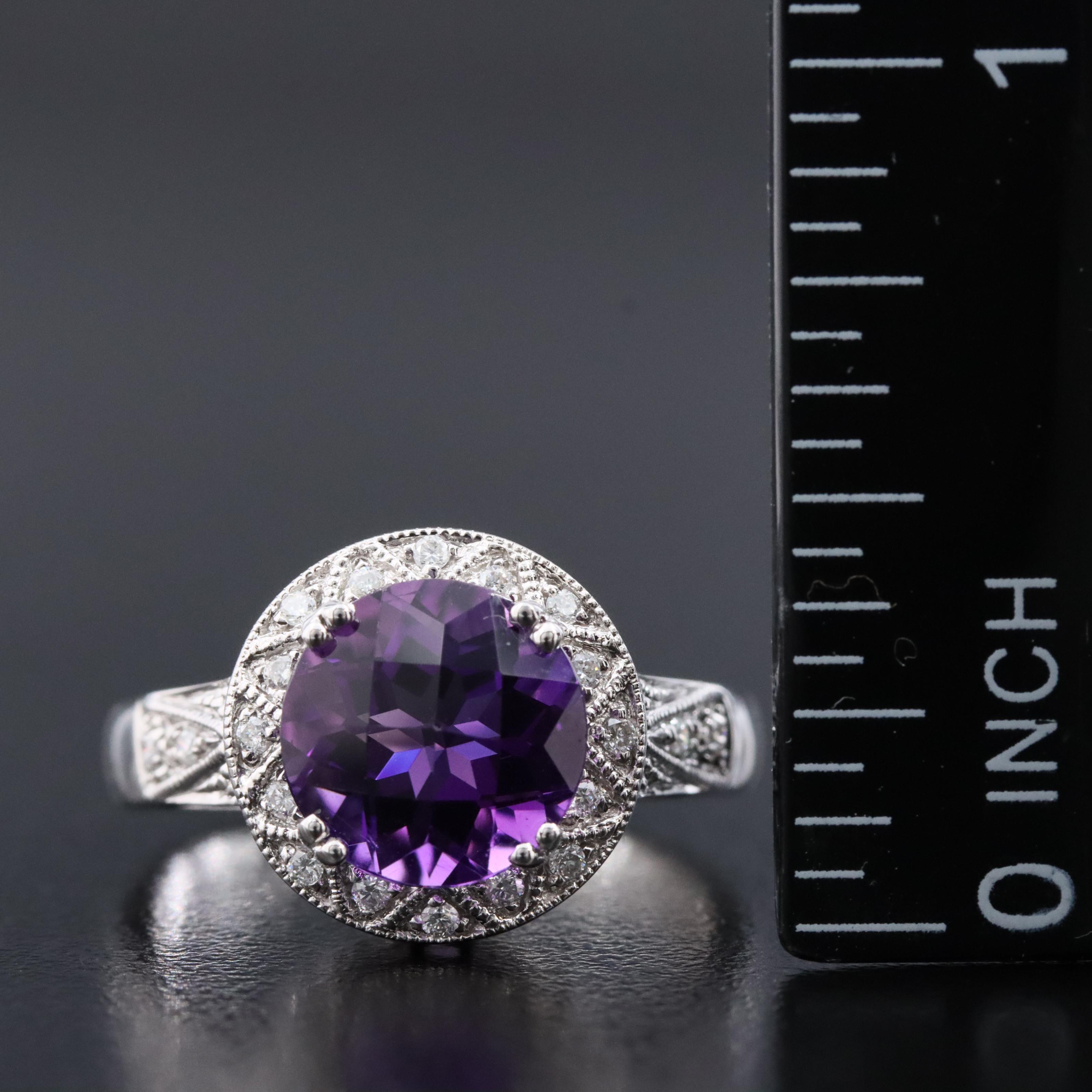 14K Amethyst and Diamond Ring