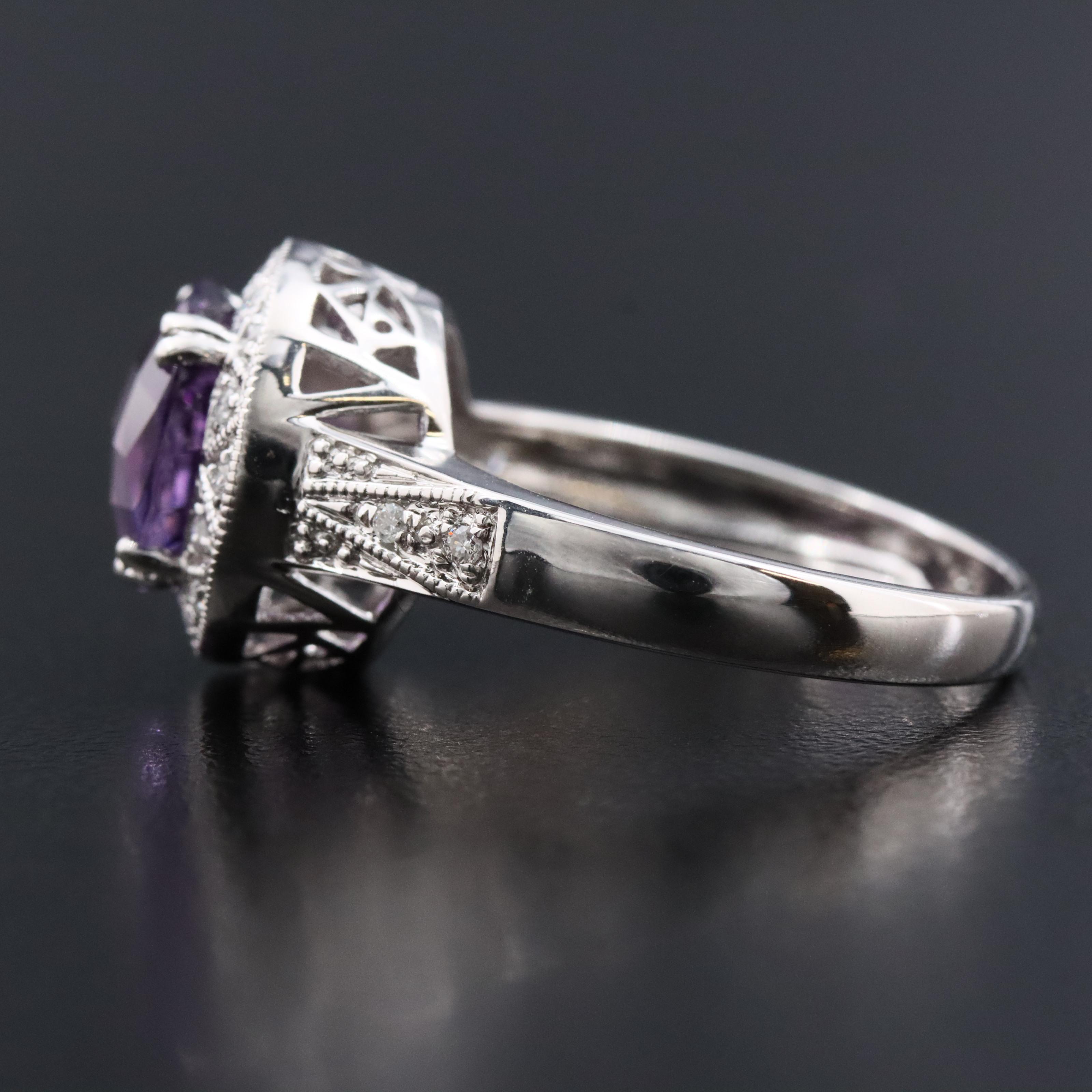 14K Amethyst and Diamond Ring