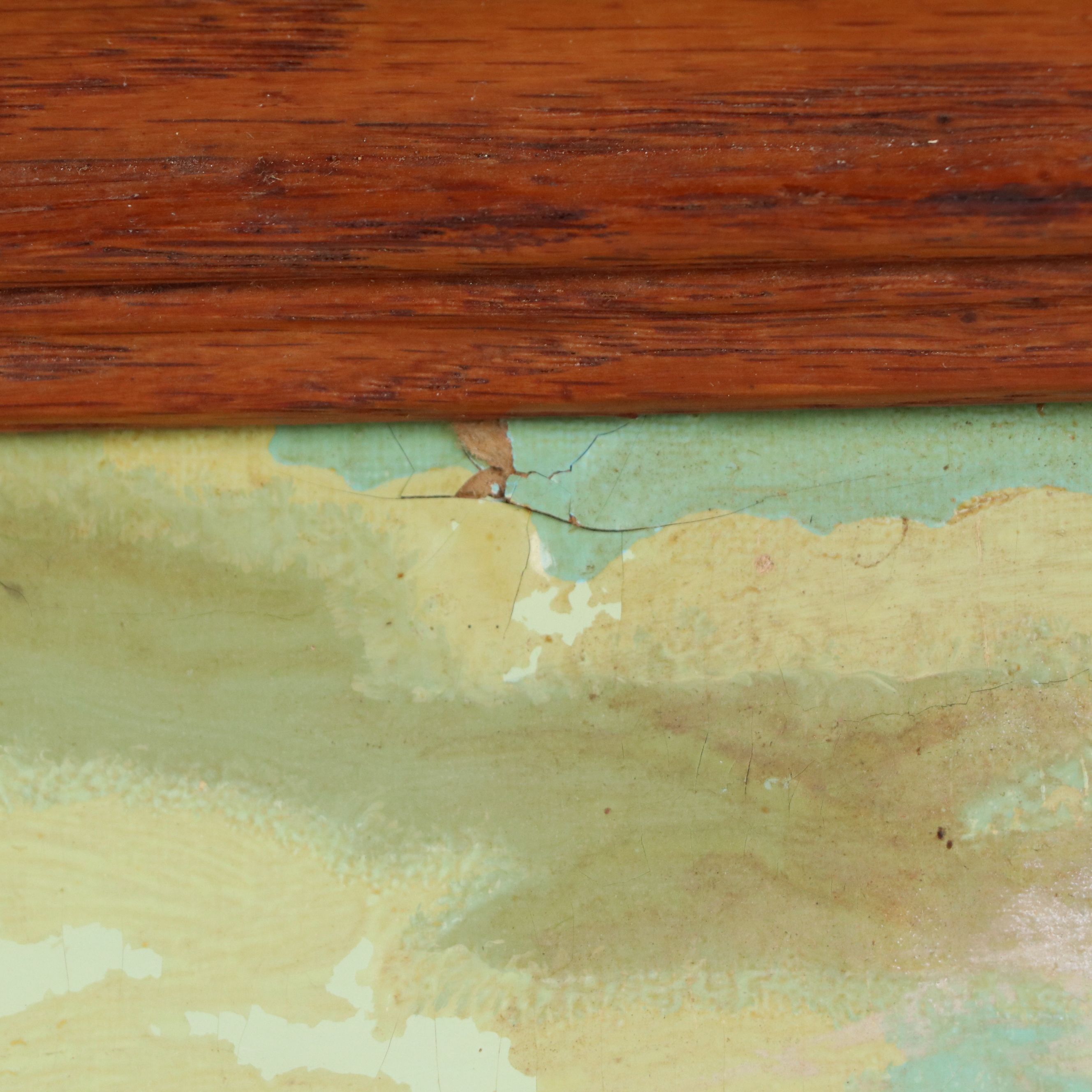 Oil Painting of Wintry Neighborhood Scene, Mid-20th Century