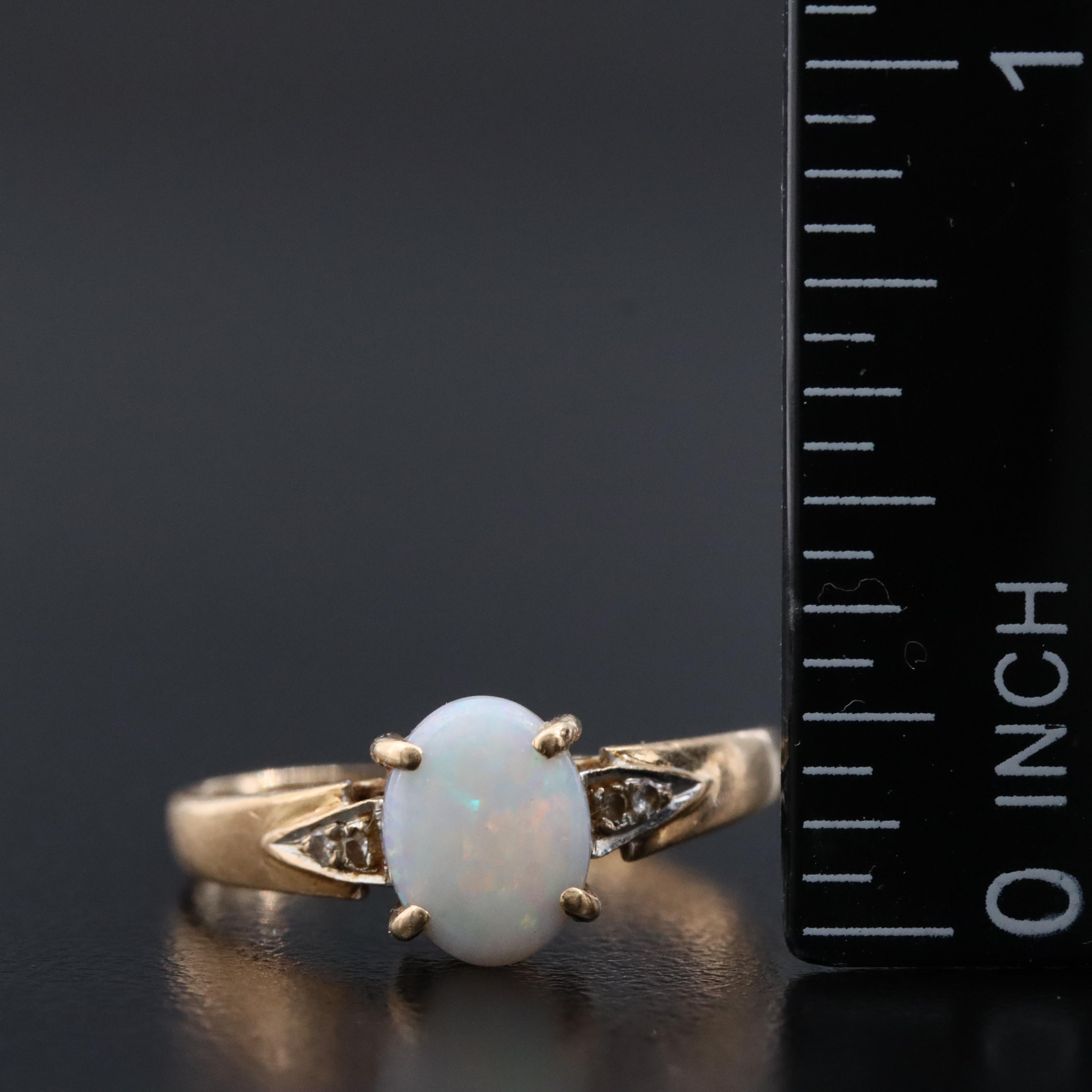 14K Opal and Diamond Ring