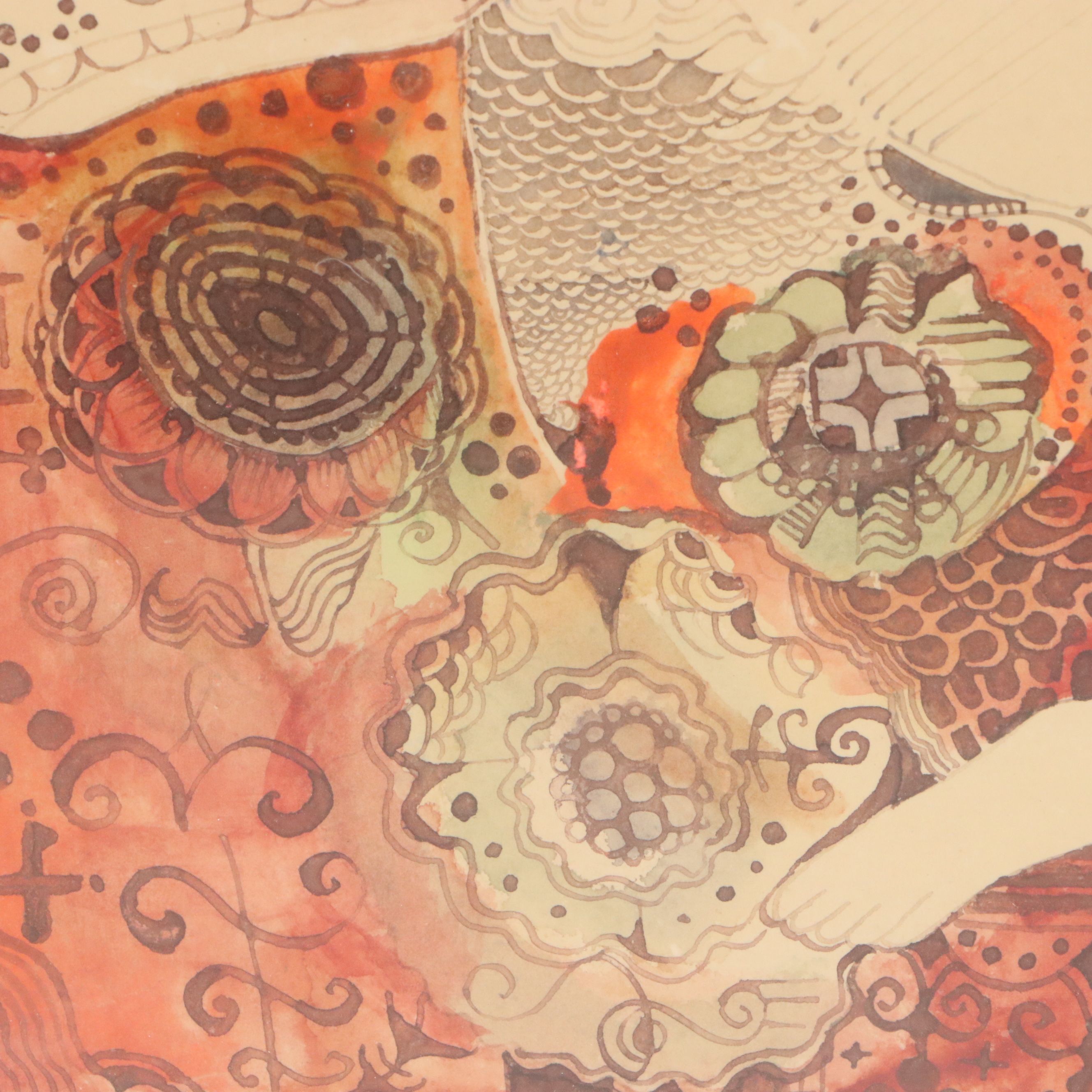 Nikolay Manuylov "Kuk" Surrealist Figural Watercolor Painting, 20th Century