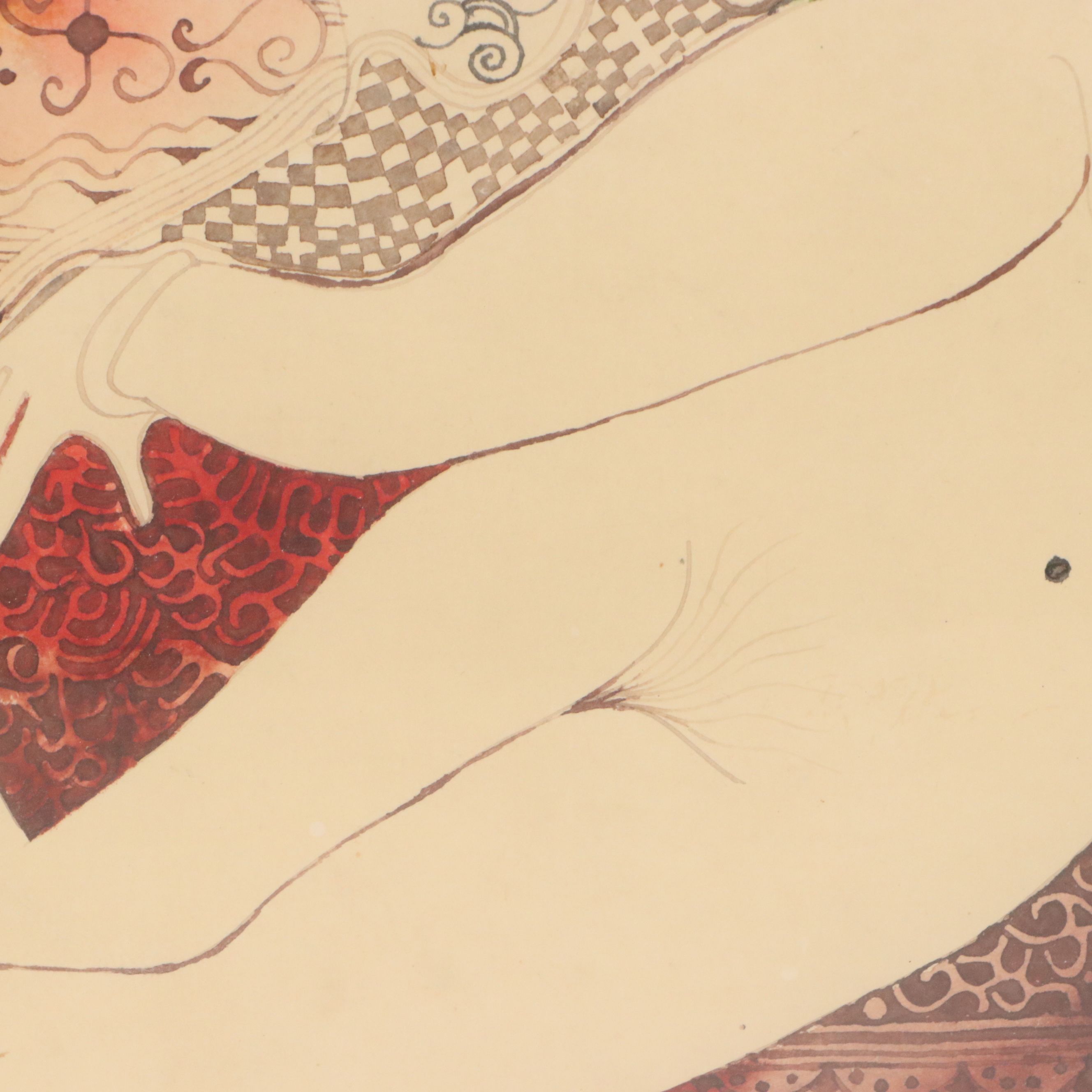 Nikolay Manuylov "Kuk" Surrealist Figural Watercolor Painting, 20th Century