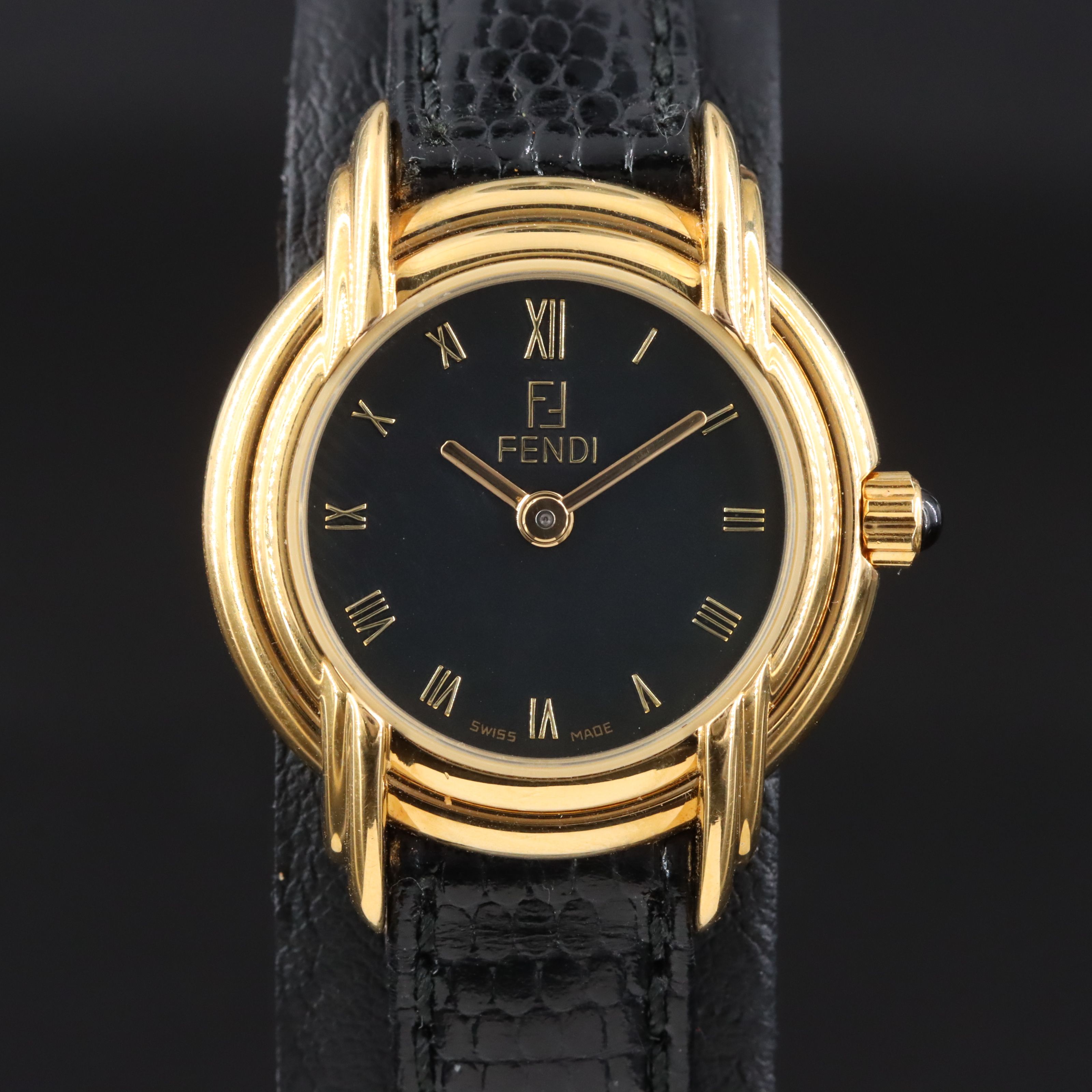 k*n様 FENDI 腕時計 ブラック レザー Fendi 300L Black Dial Swiss Quartz Watch | EBTH