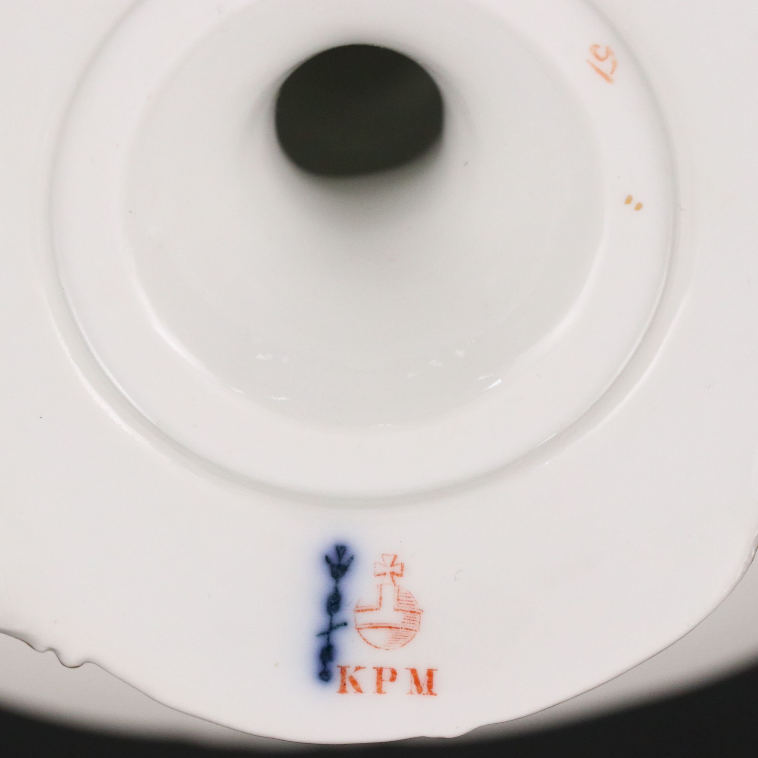 KPM Floral Gold Gilt Porcelain Cake Stand with Creamer and Sugar