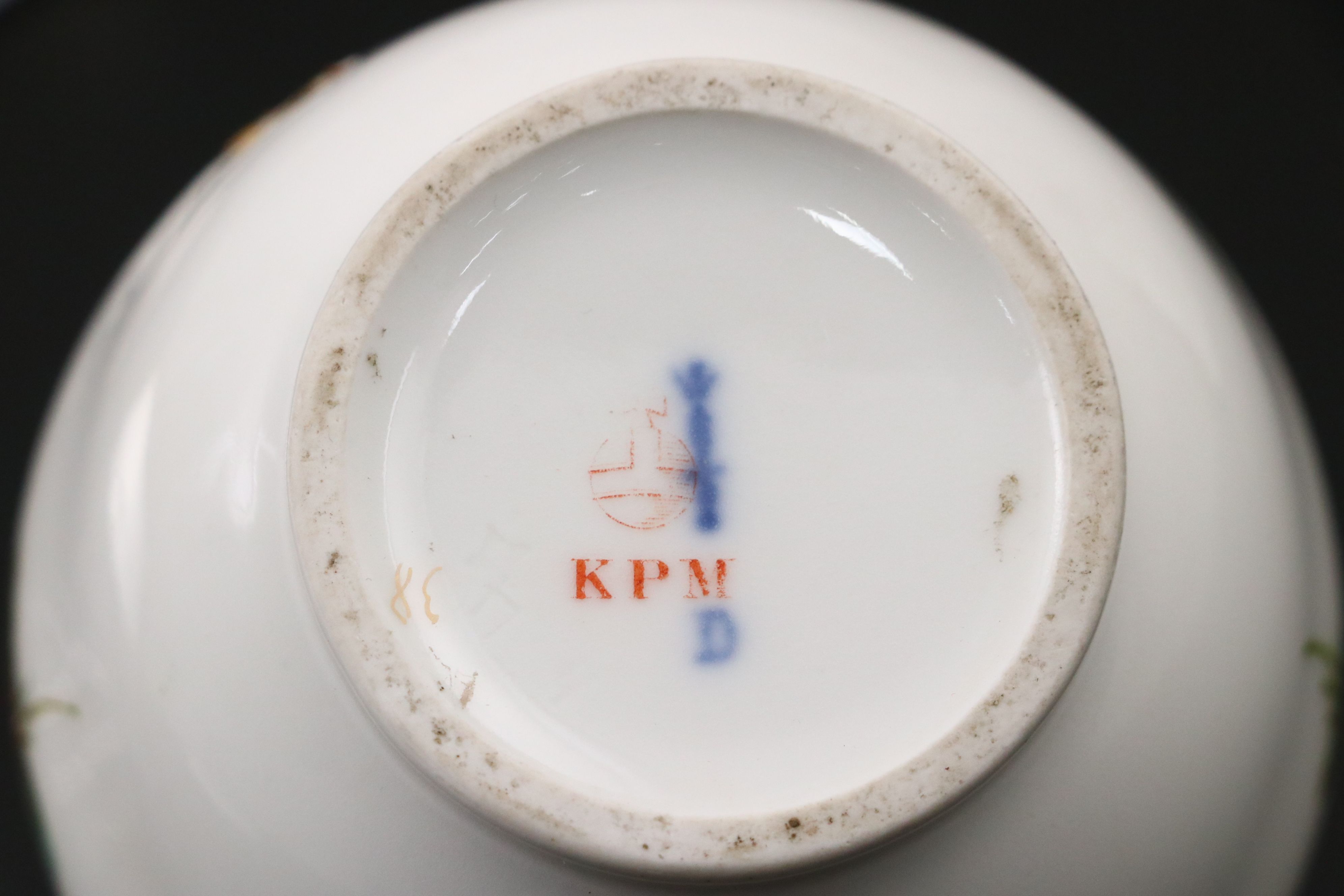 KPM Floral Gold Gilt Porcelain Cake Stand with Creamer and Sugar