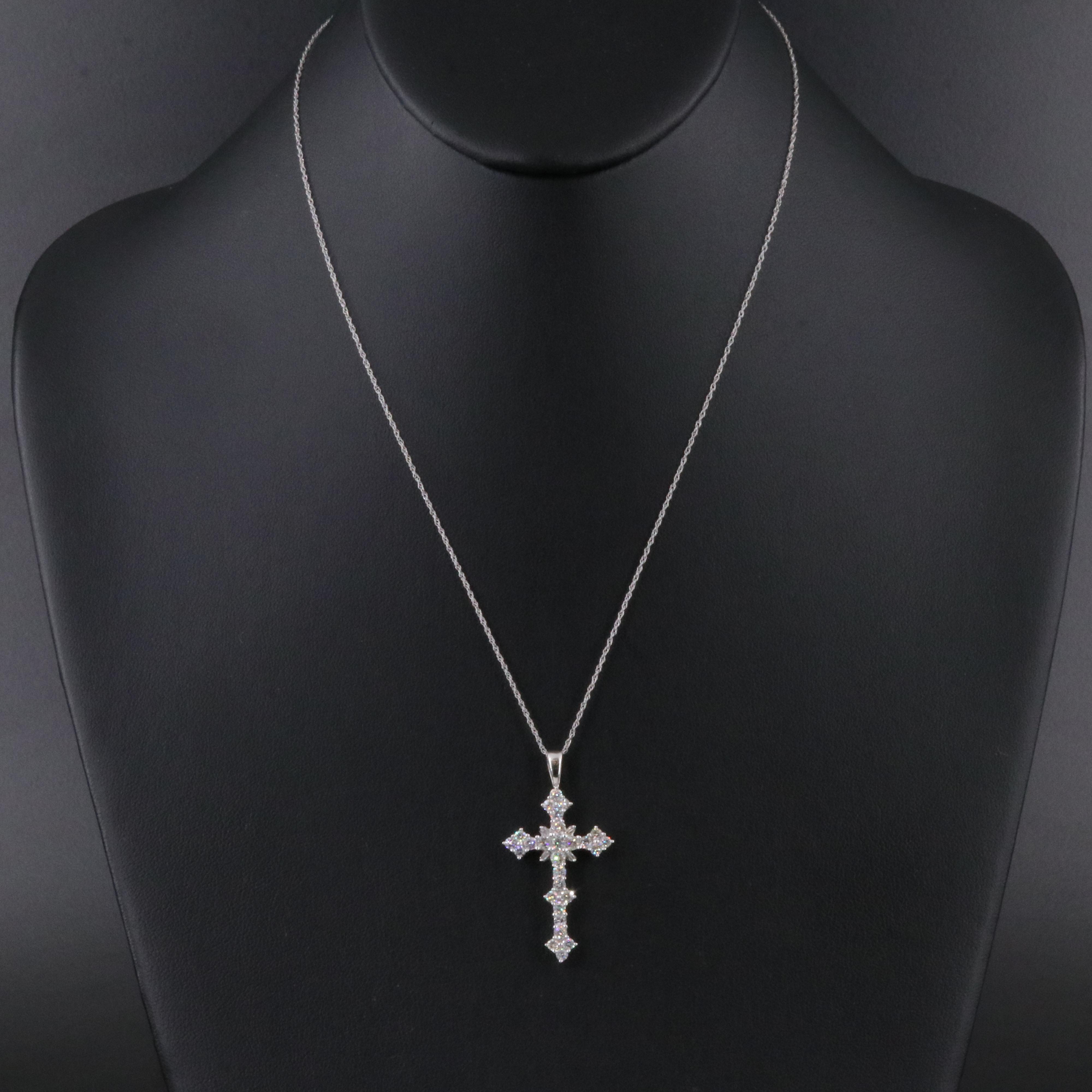 14K 1.66 CTW Diamond Cross Pendant on 10K Chain Necklace
