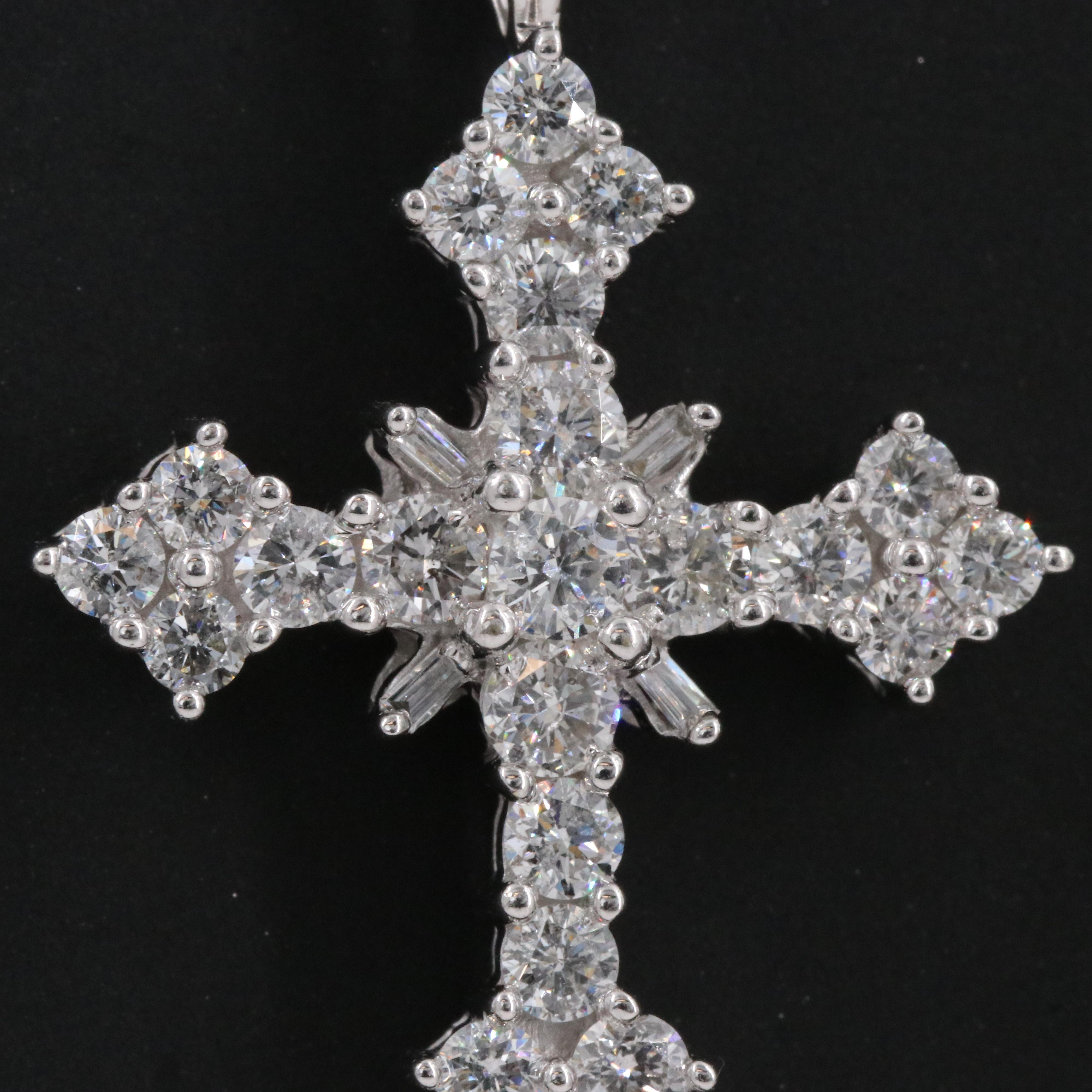 14K 1.66 CTW Diamond Cross Pendant on 10K Chain Necklace