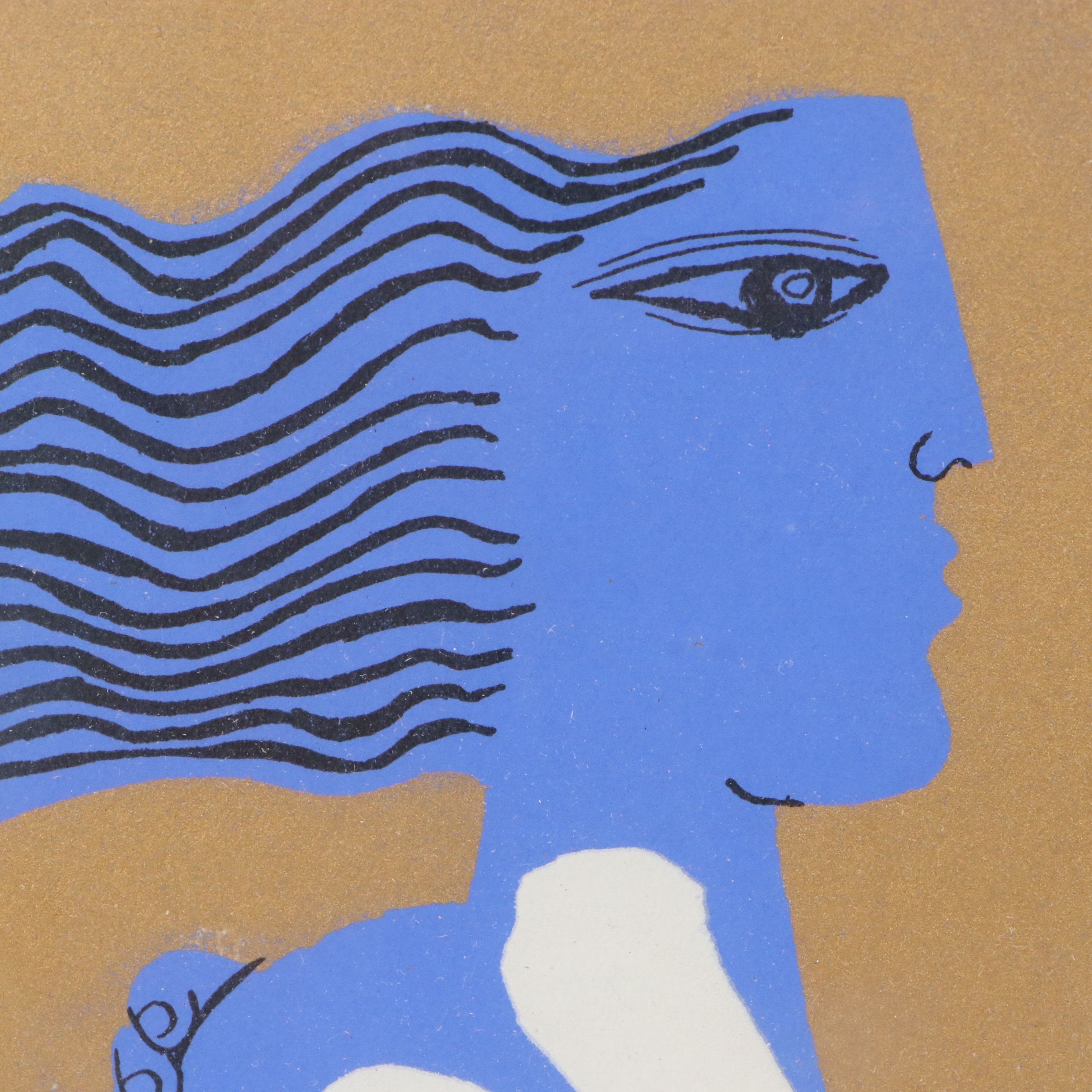 Sami Briss Serigraph of Figures with Dove