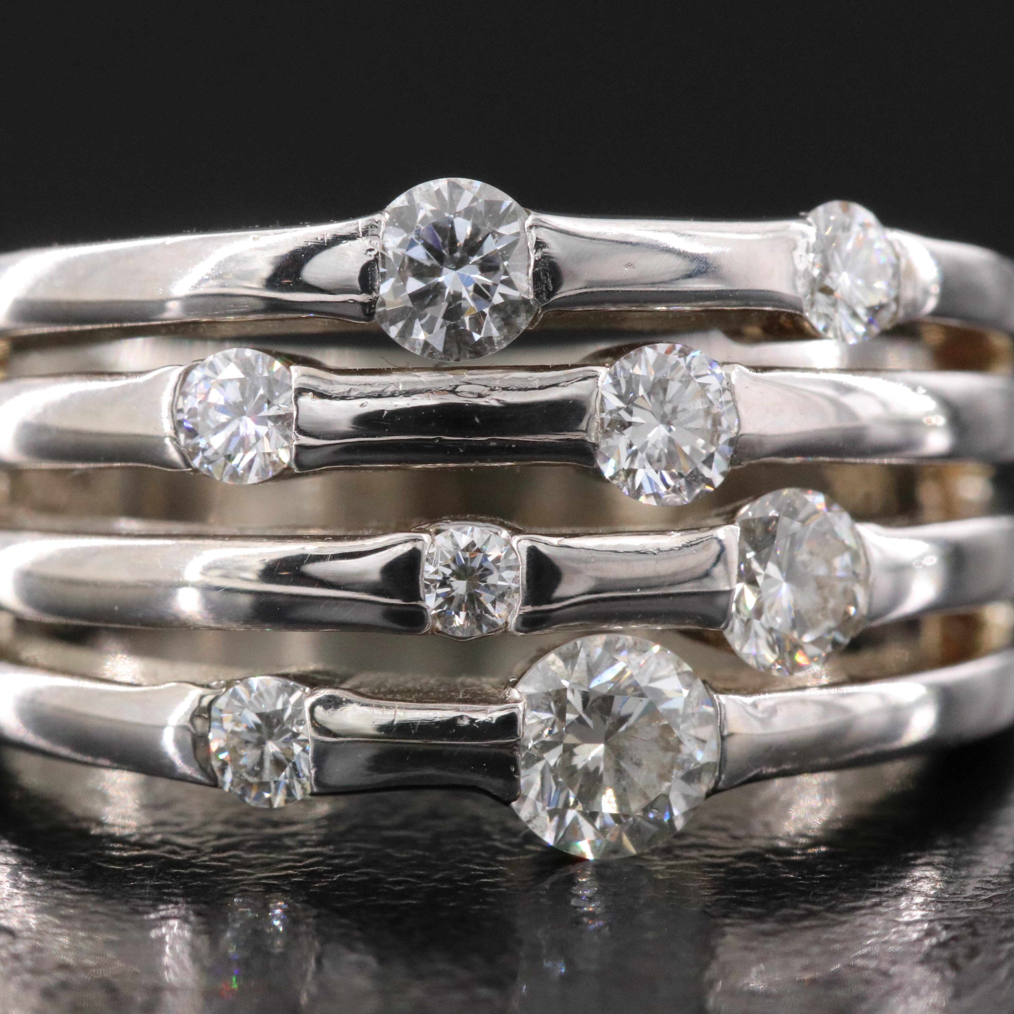 14K 0.78 CTW Diamond Layered Ring