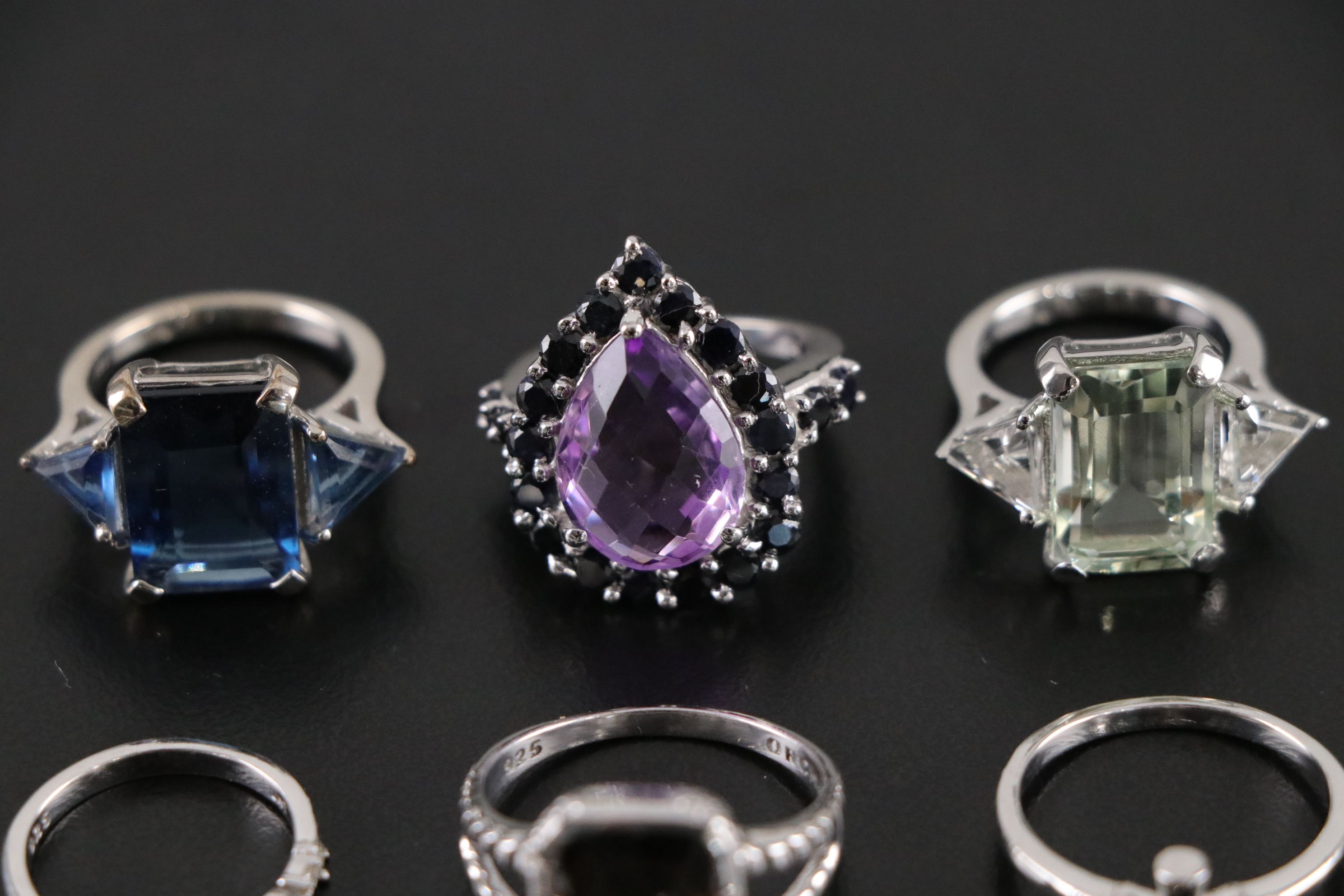 14 Assorted Sterling Silver Rings, Necklaces and Earrings