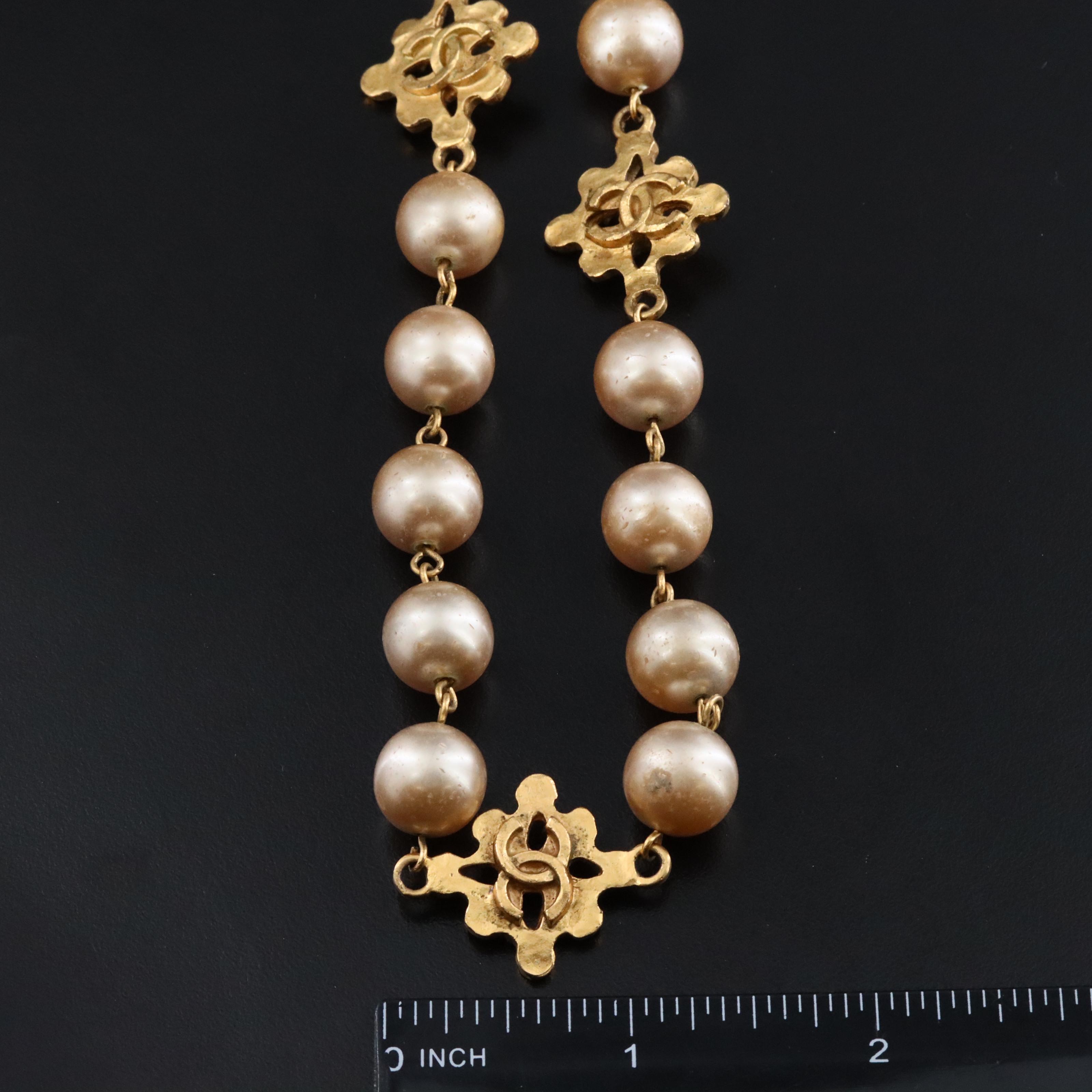 Chanel CC Station Faux Pearl Rope Necklace 2004