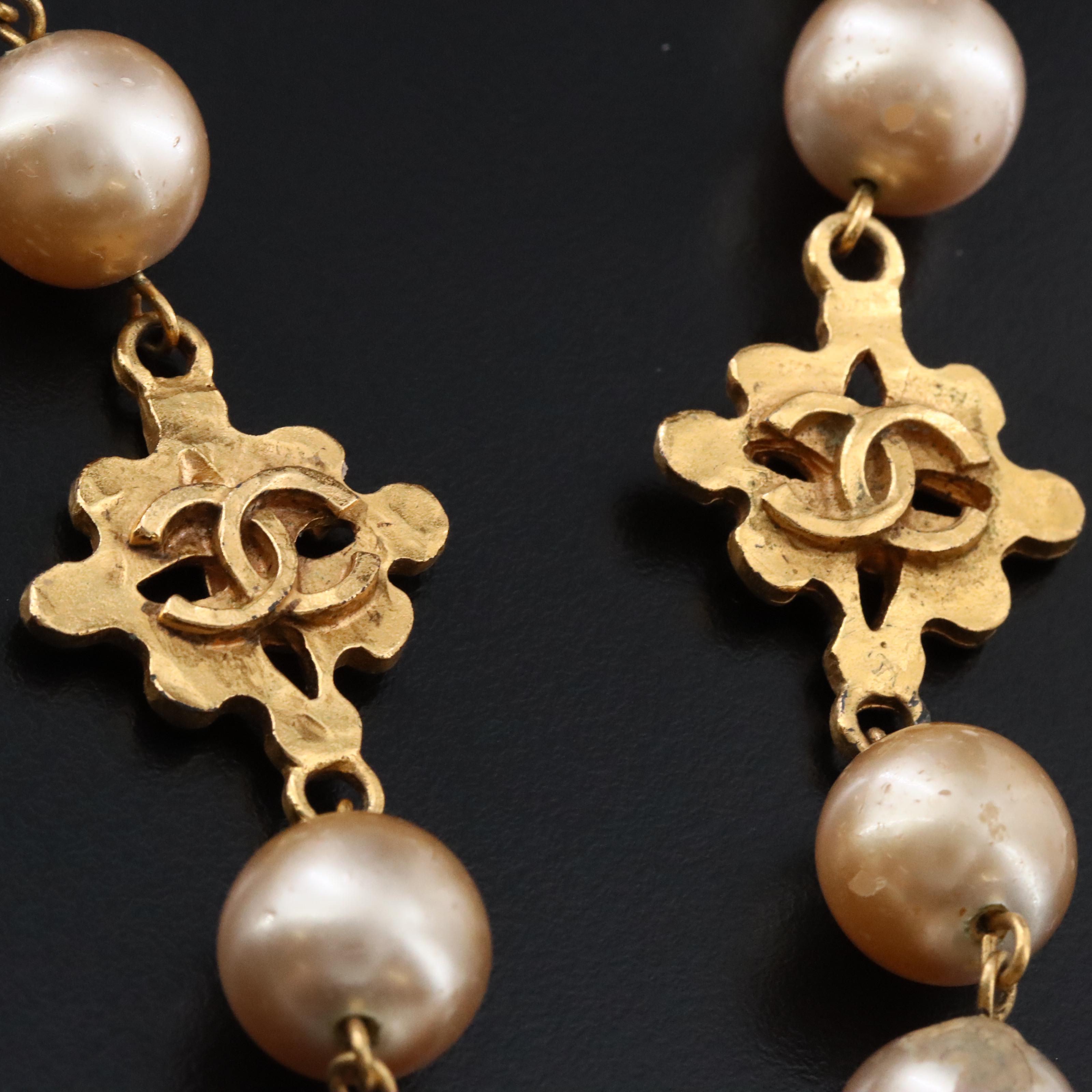 Chanel CC Station Faux Pearl Rope Necklace 2004