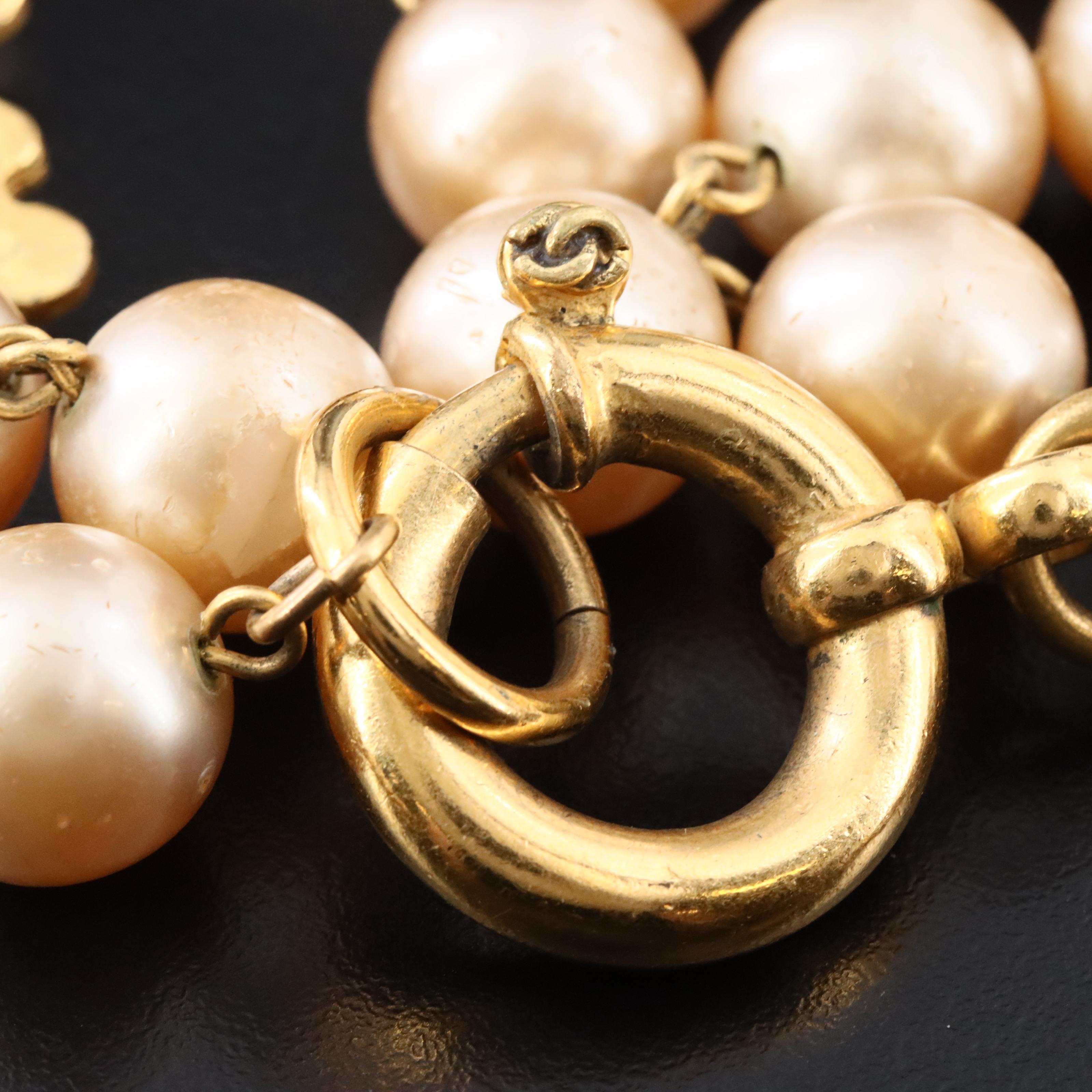 Chanel CC Station Faux Pearl Rope Necklace 2004