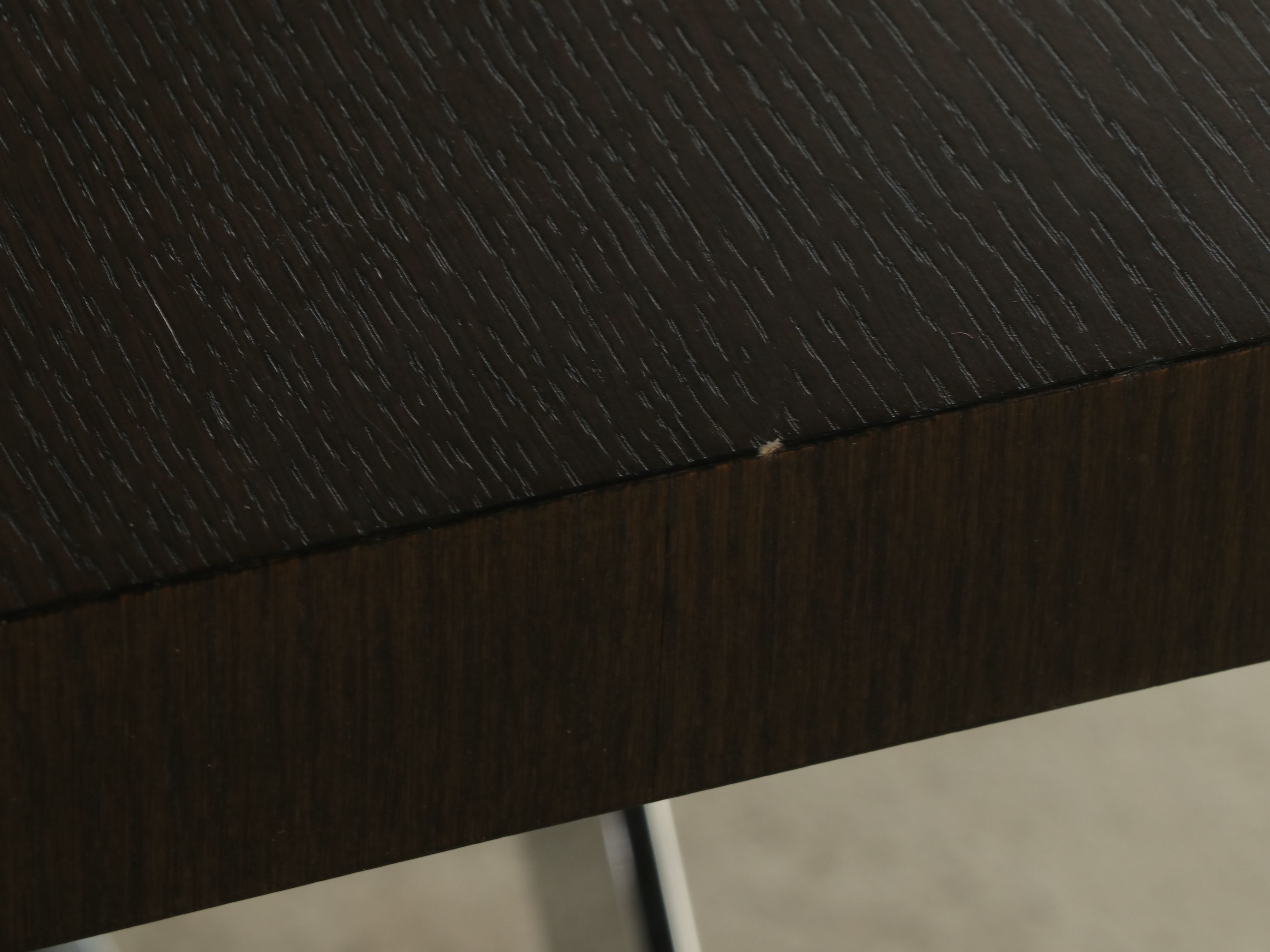 Contemporary Walnut Finish Table with X-Leg Chromed Metal Base