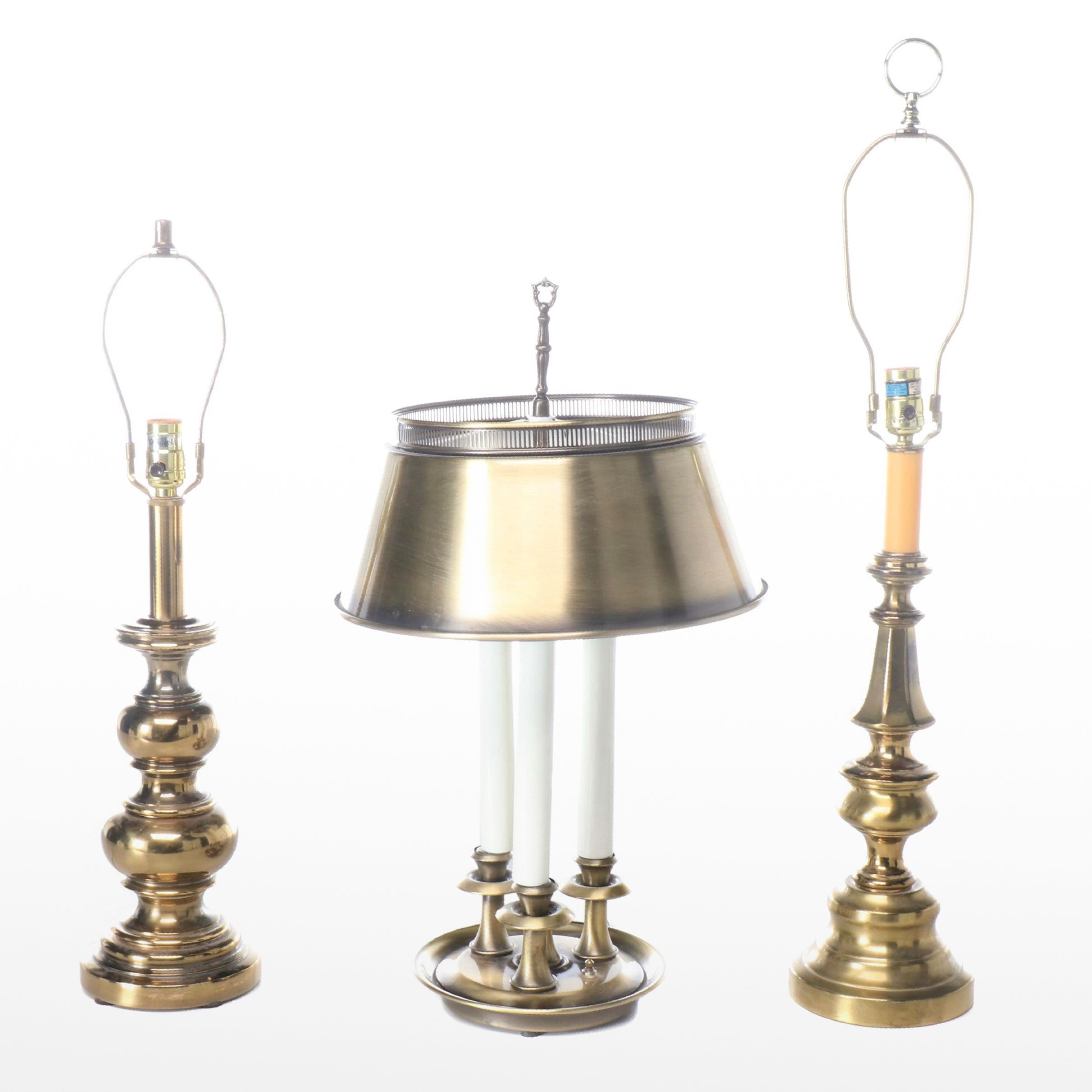 Stiffel Brass with Bouillotte Table Lamps, Vintage