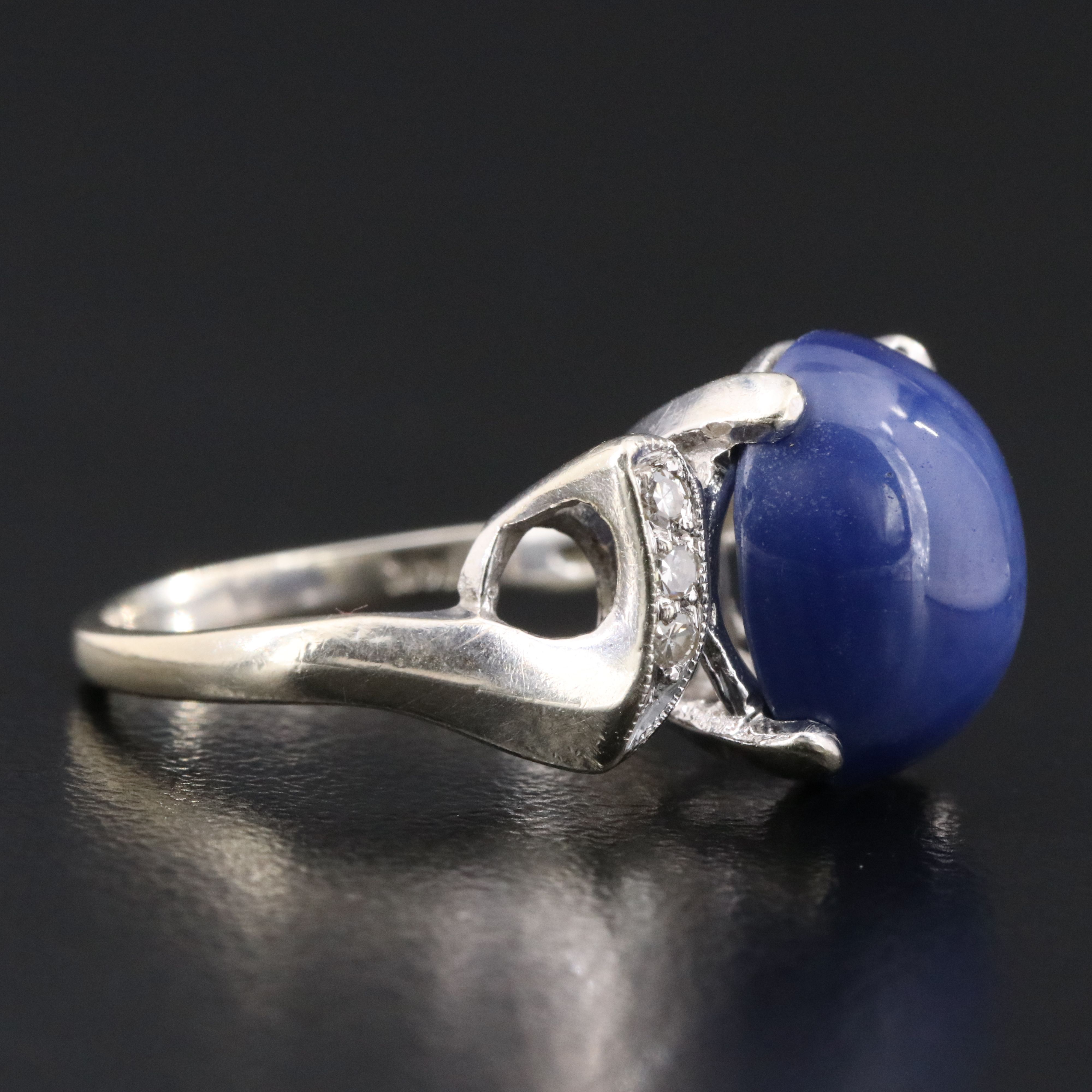 Vintage 14K Linde Star Sapphire and Diamond Ring