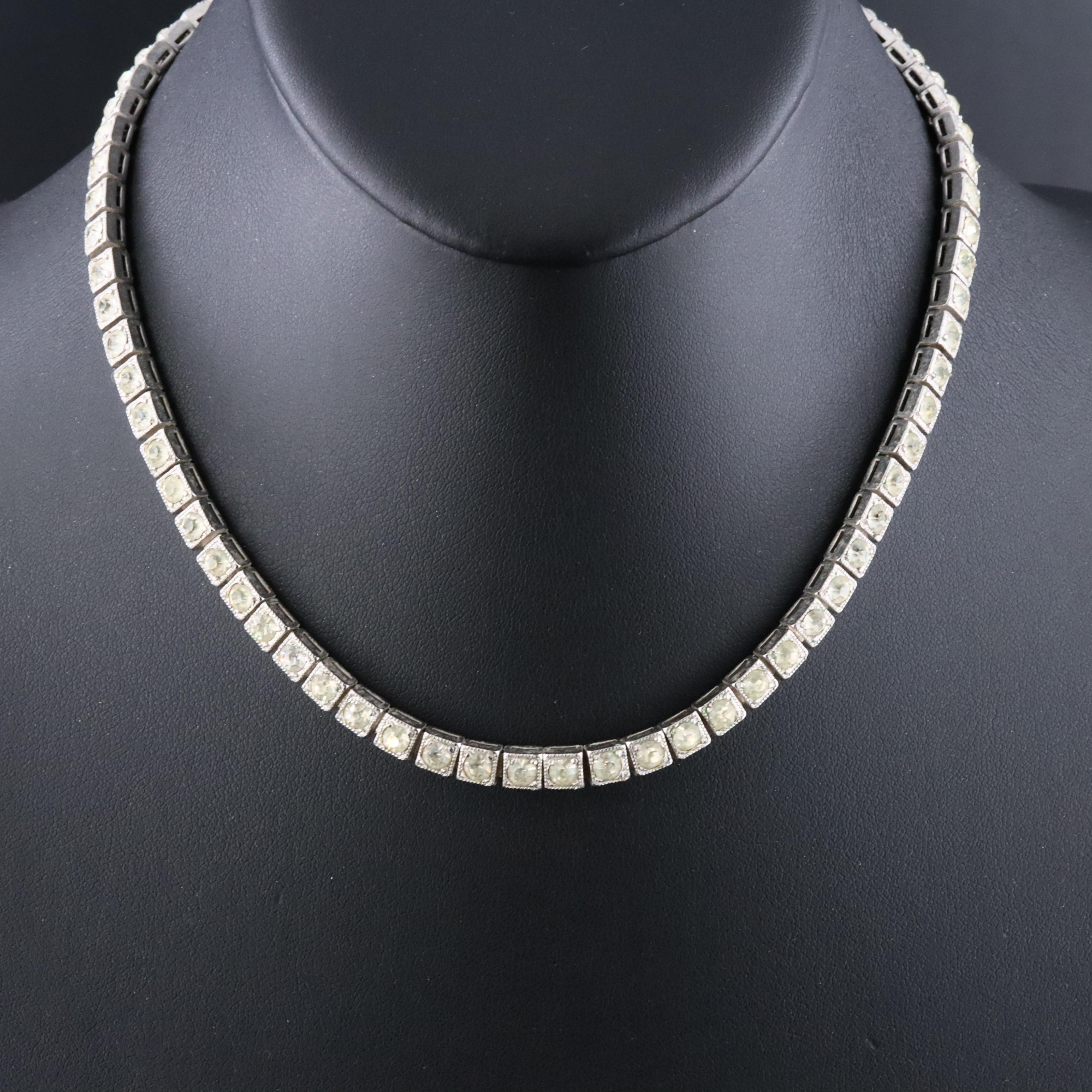 Vintage Sterling Rhinestone Necklace
