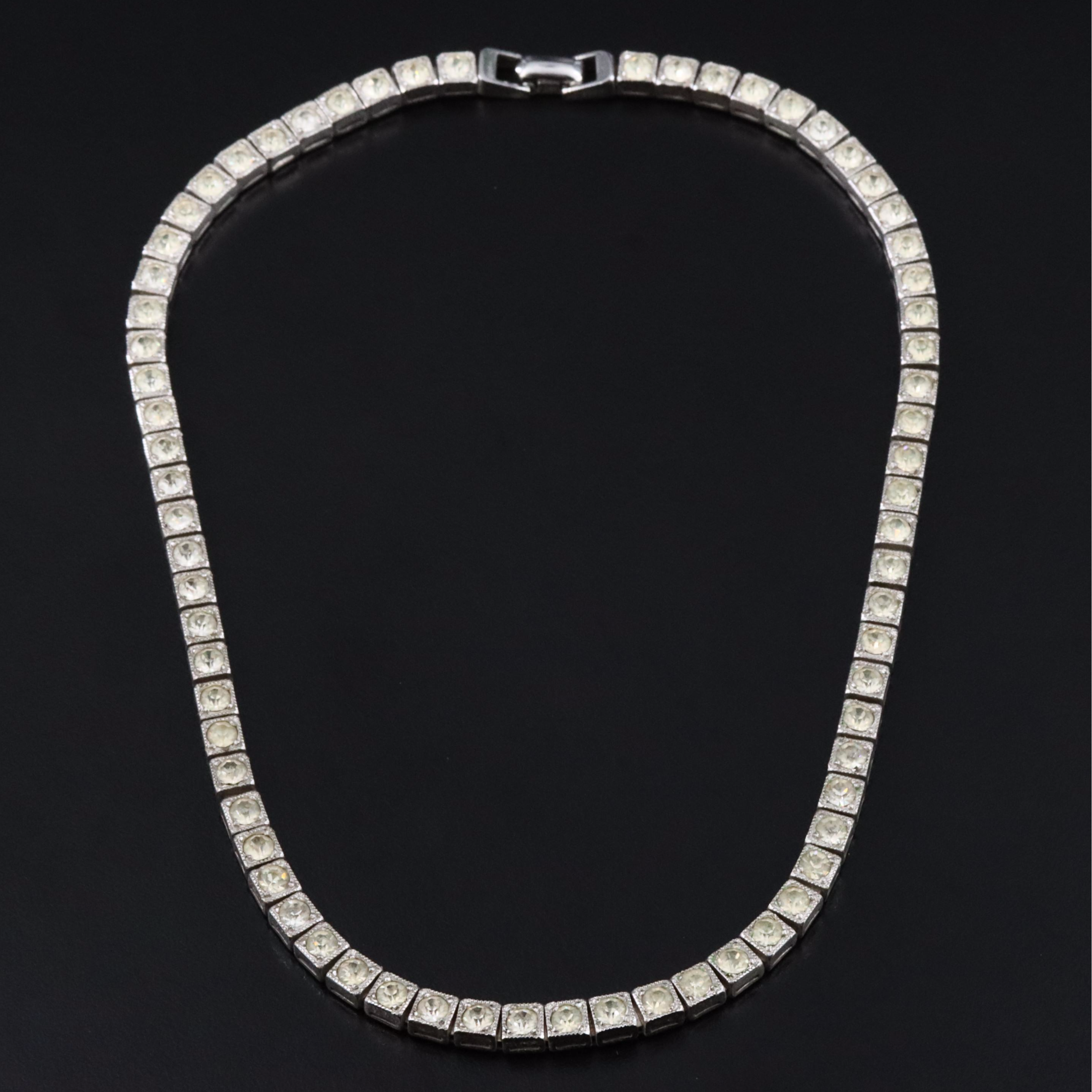 Vintage Sterling Rhinestone Necklace