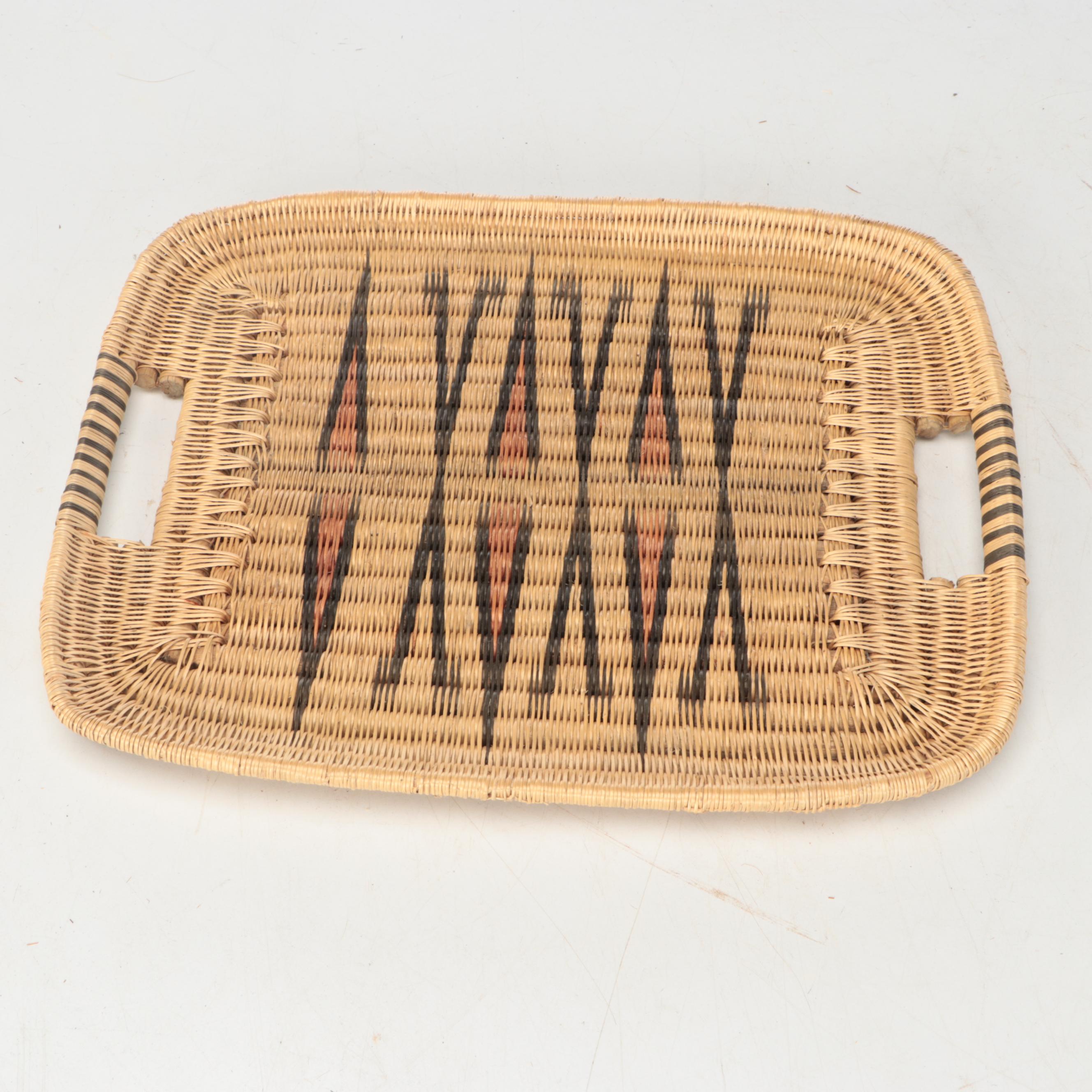 Zambian Lozi Peoples Woven Makenge Fiber Bowl with Basketry Tray