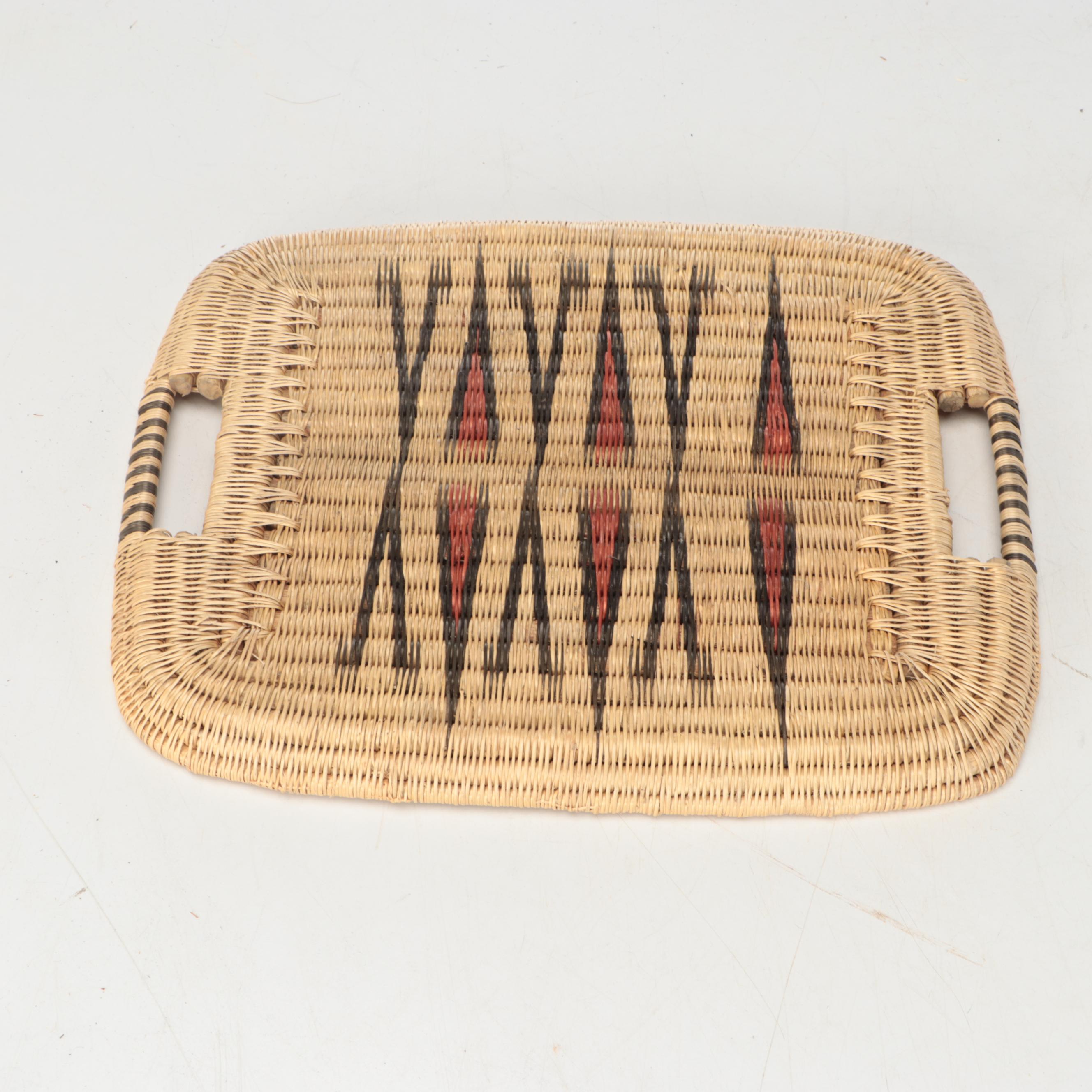 Zambian Lozi Peoples Woven Makenge Fiber Bowl with Basketry Tray