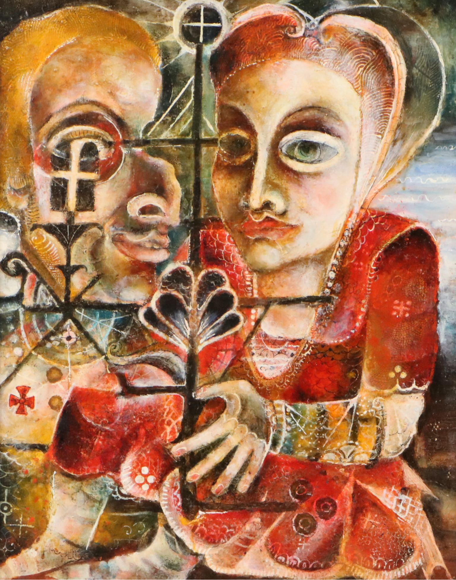 Nikolay Manuylov "Kuk" Surrealist Mixed Media Painting, 2001-2002