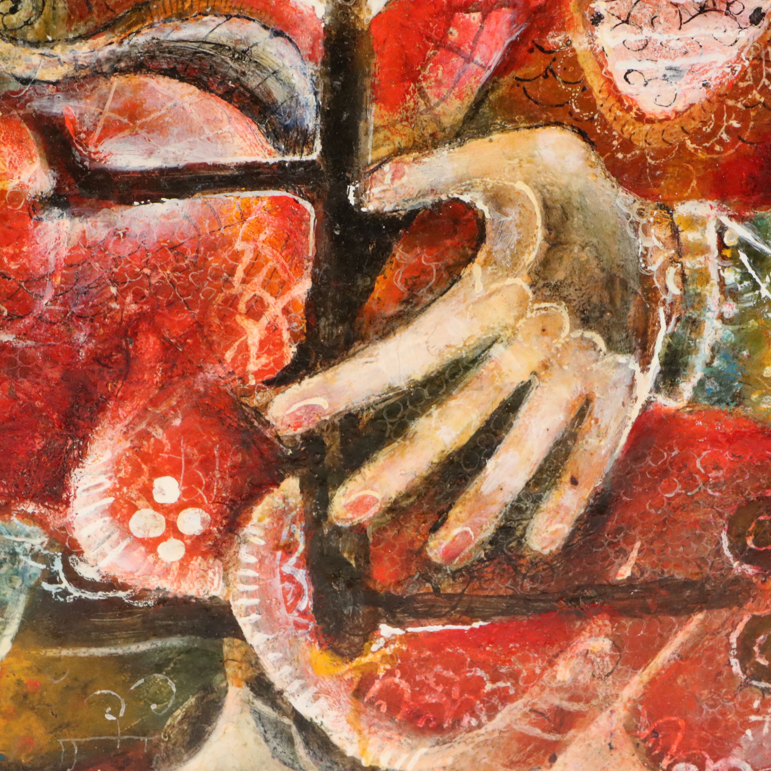 Nikolay Manuylov "Kuk" Surrealist Mixed Media Painting, 2001-2002