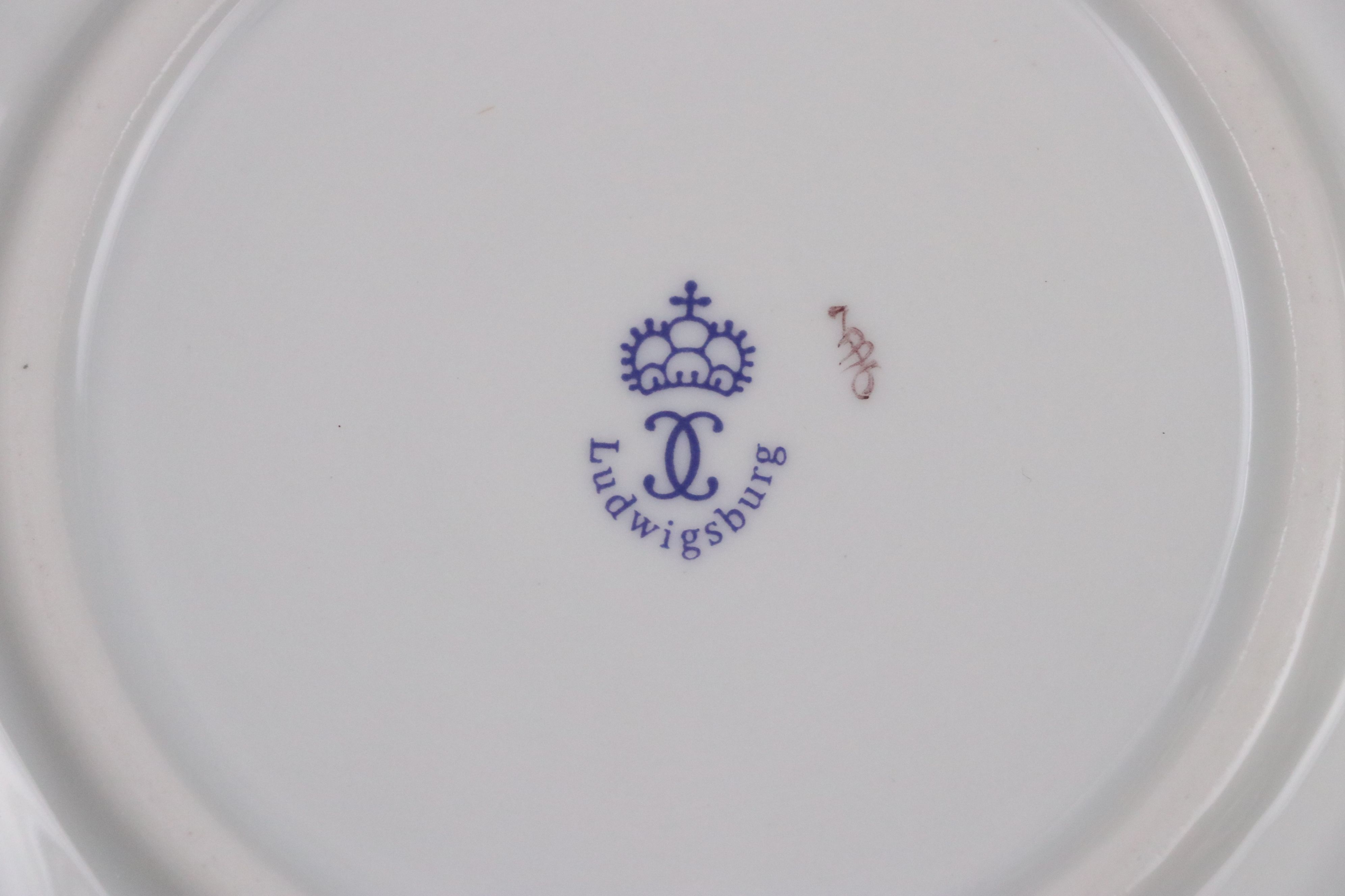 Ludwigsburger Floral Porcelain Vase and Plate with Other Floral Tableware